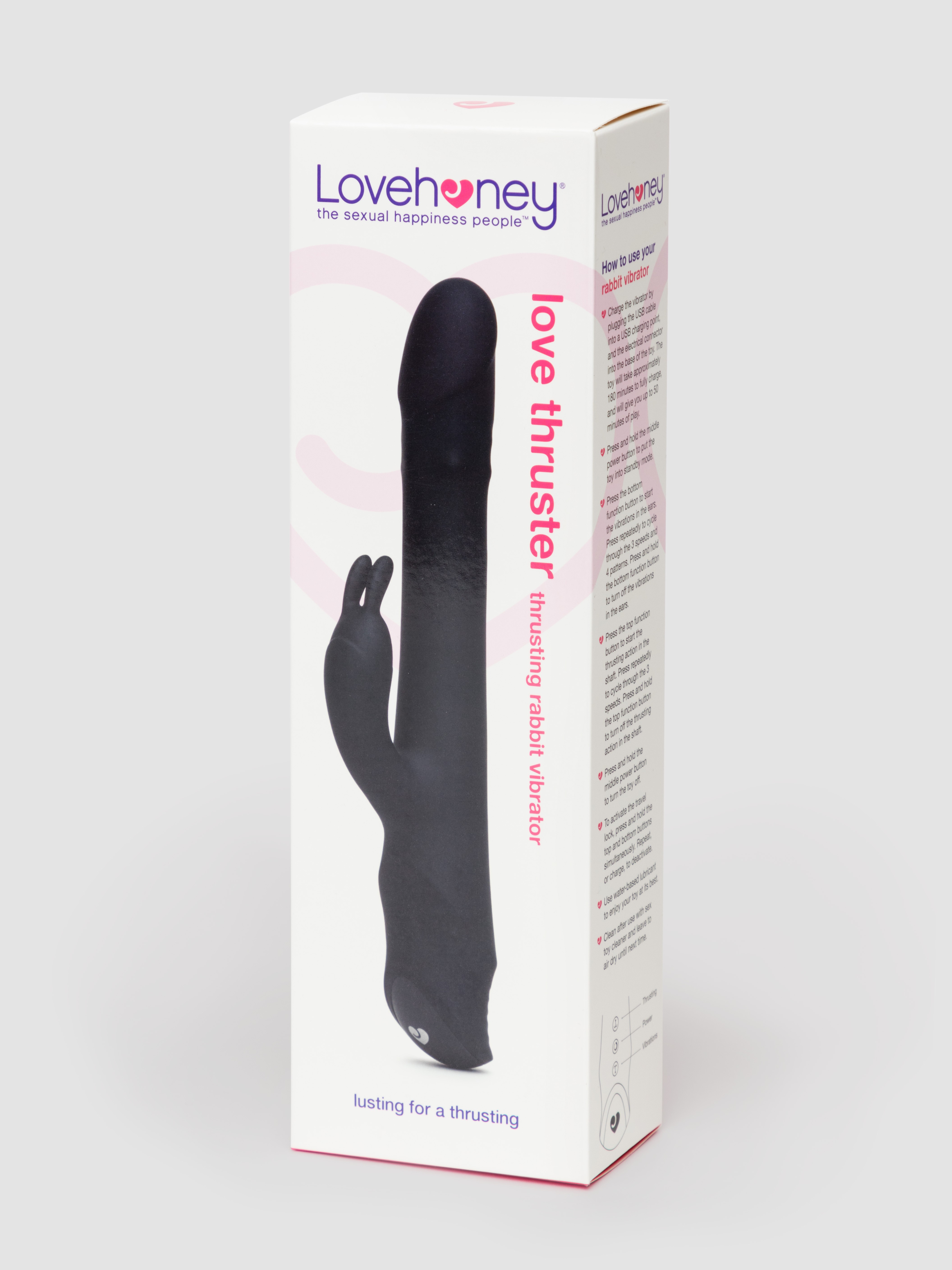Lovehoney Love Thruster Rechargeable Thrusting Rabbit Vibrator, Black, hi-res