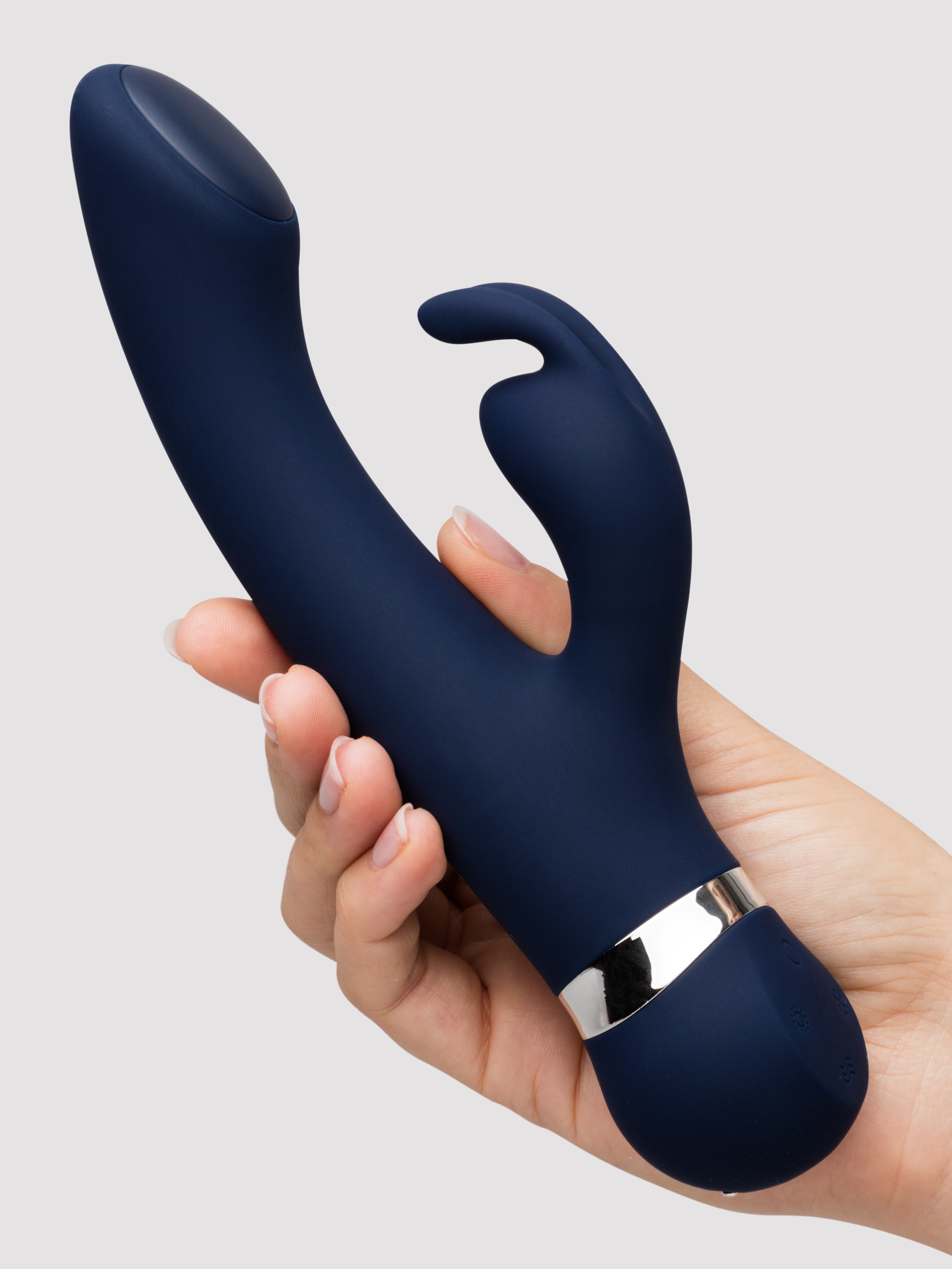   Lovehoney Glow Bunny Rechargeable Warming and Cooling Rabbit Vibrator, Navy, hi-res