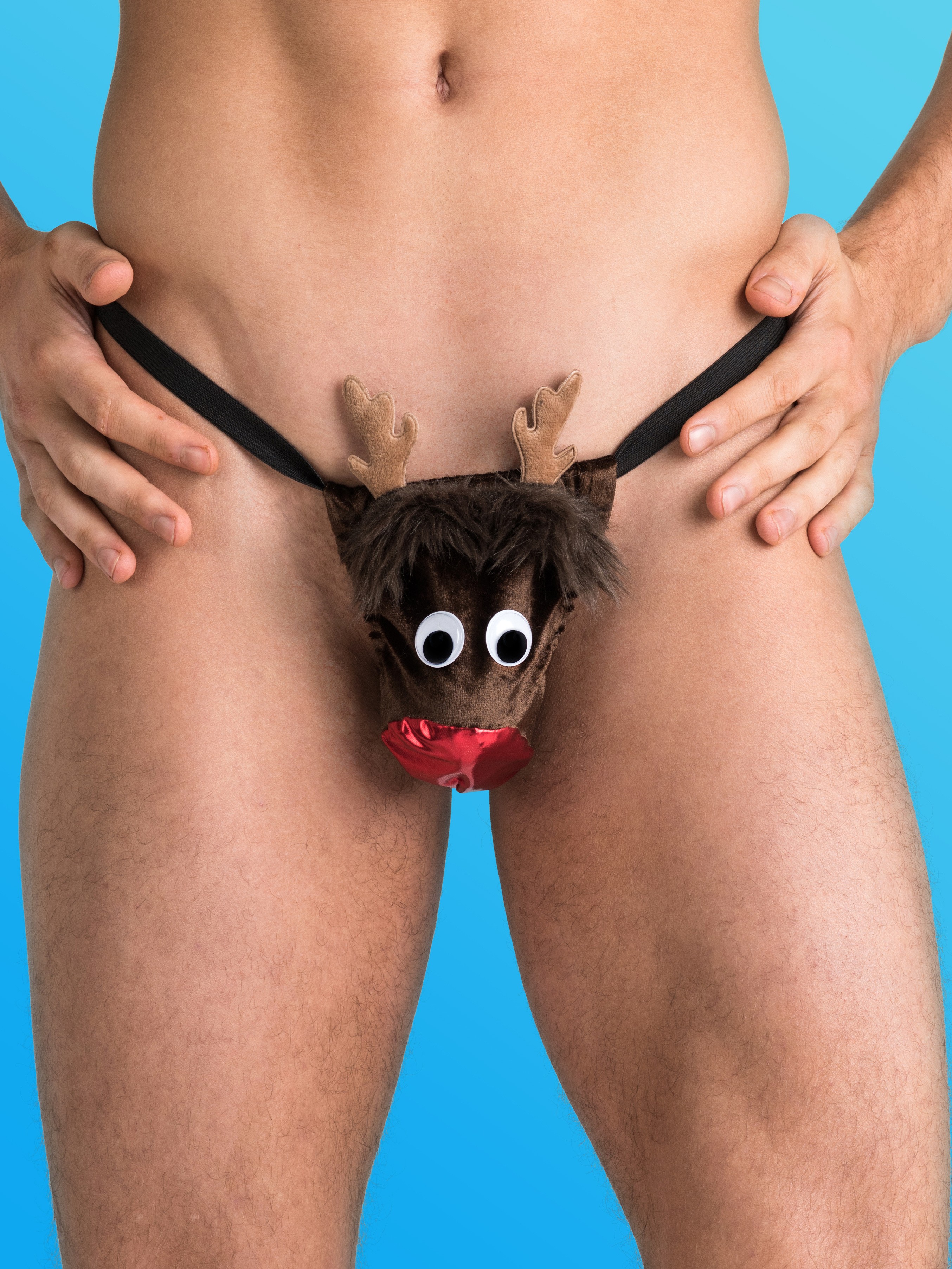 Ride My Sleigh Rudolf Thong, Brown, vanilla