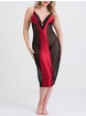 Lovehoney Empress Red Satin and Mesh Long Slip, Red, hi-res