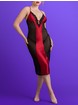 Lovehoney Empress Red Satin and Mesh Long Slip, Red, hi-res