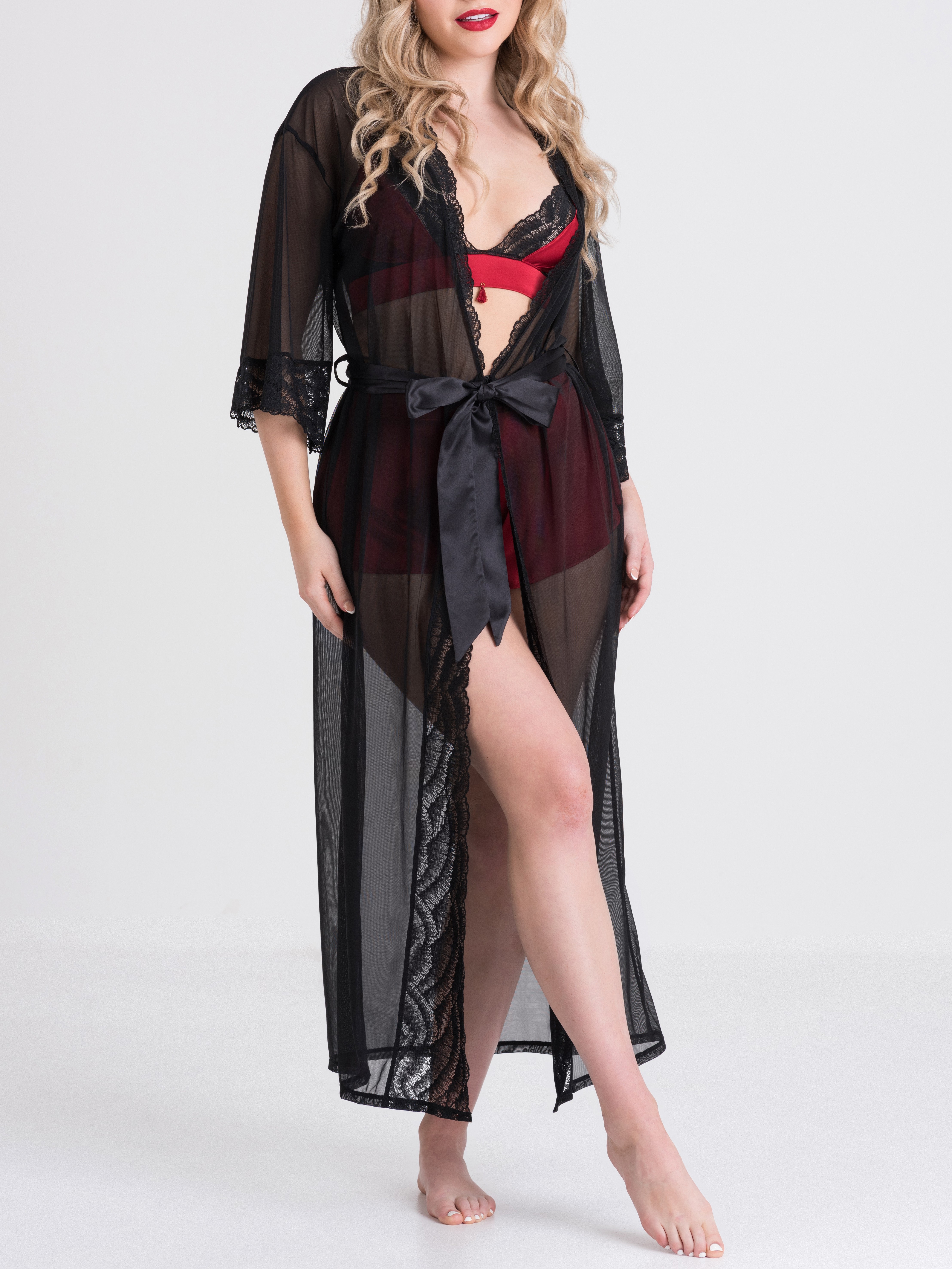 Lovehoney Empress Black Long Robe, Black, vanilla