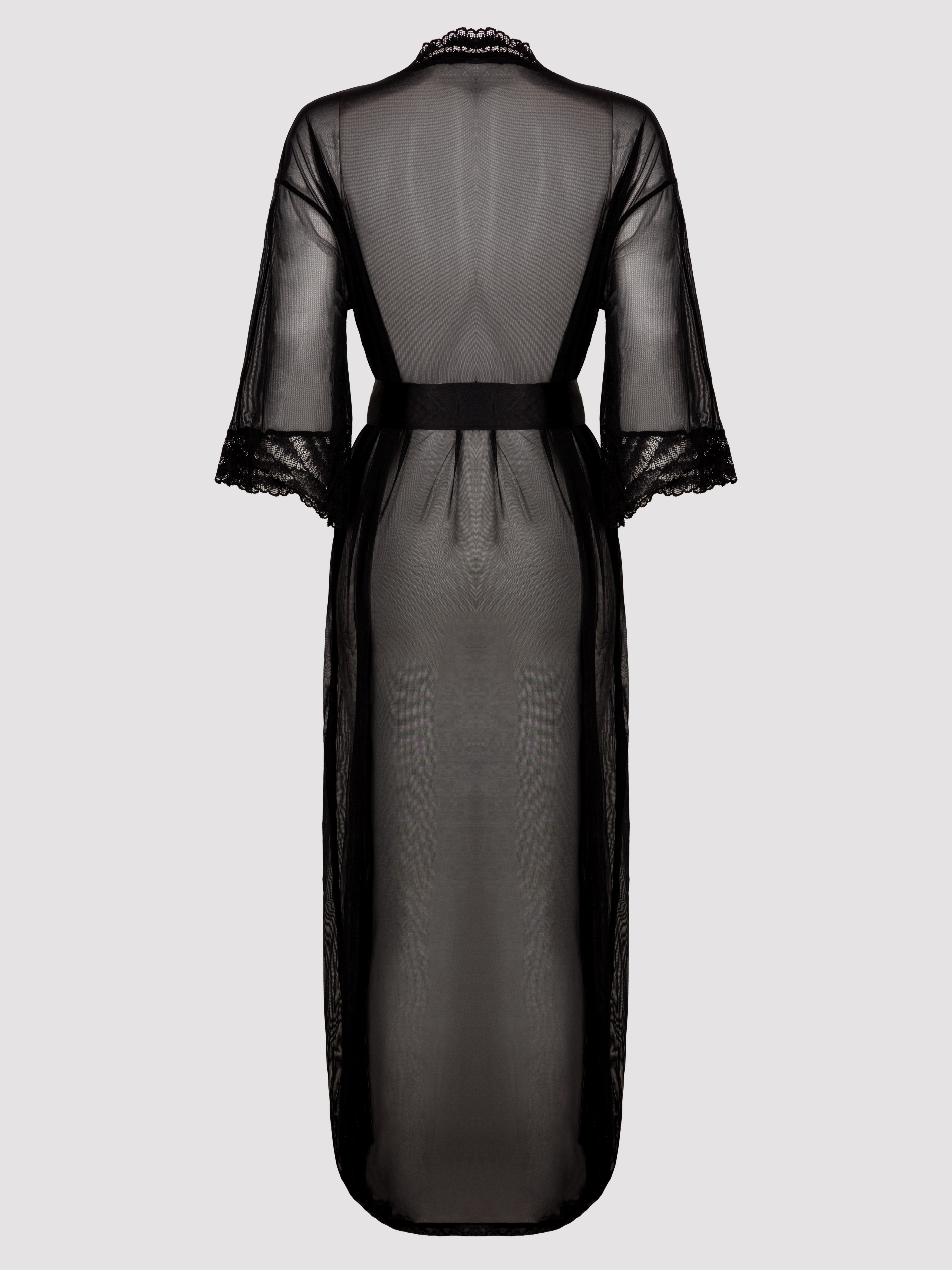 Lovehoney Empress Black Long Robe, Black, hi-res