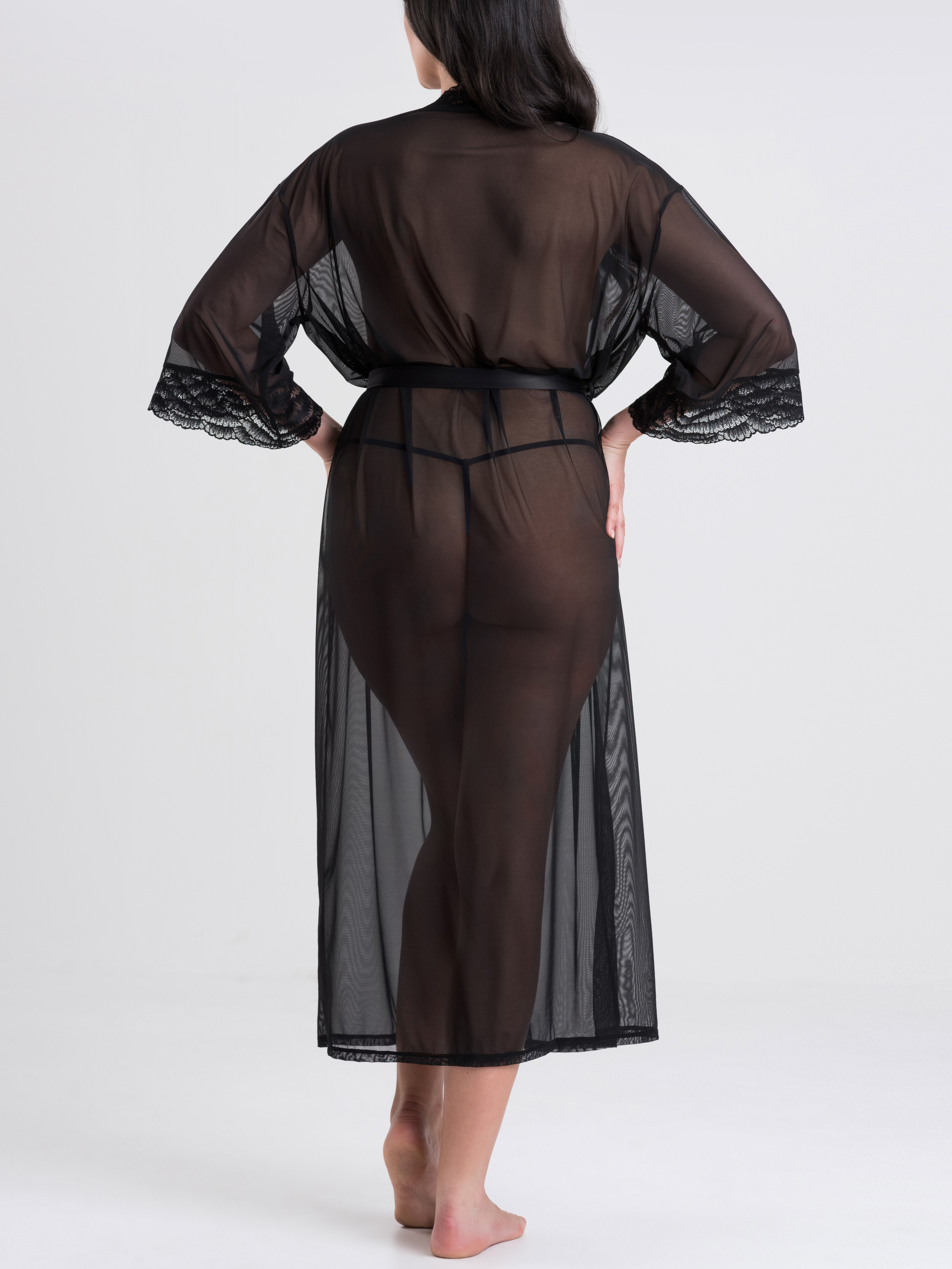 Lovehoney Empress Black Long Robe, Black, hi-res