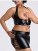 Lovehoney Fierce Leather-Look Lace-Up Black Bra & Skirt Set, Black, hi-res