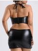 Lovehoney Fierce Leather-Look Lace-Up Black Bra & Skirt Set, Black, hi-res