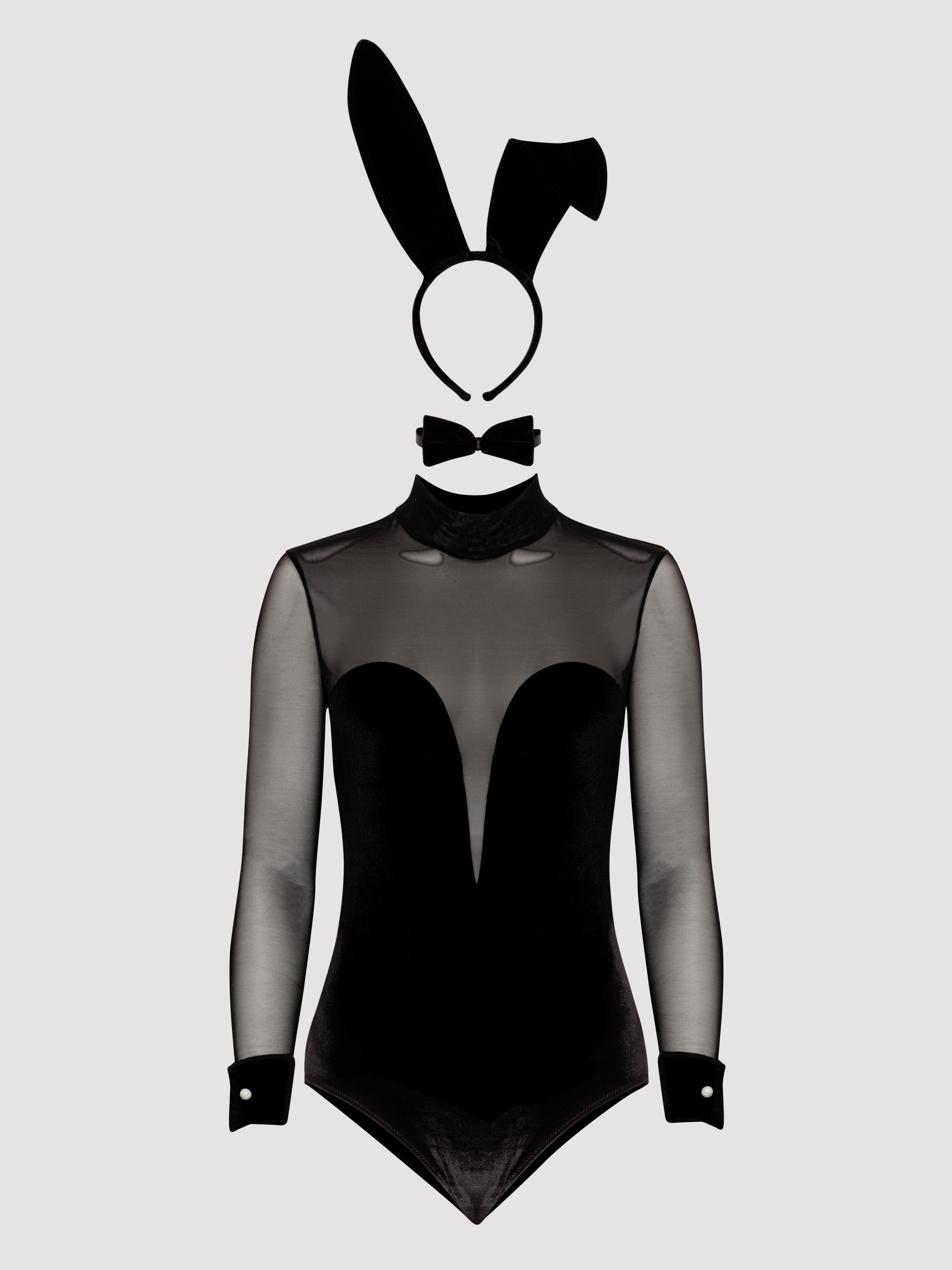 Lovehoney Fantasy Chic-Bunny Costume, Black, hi-res