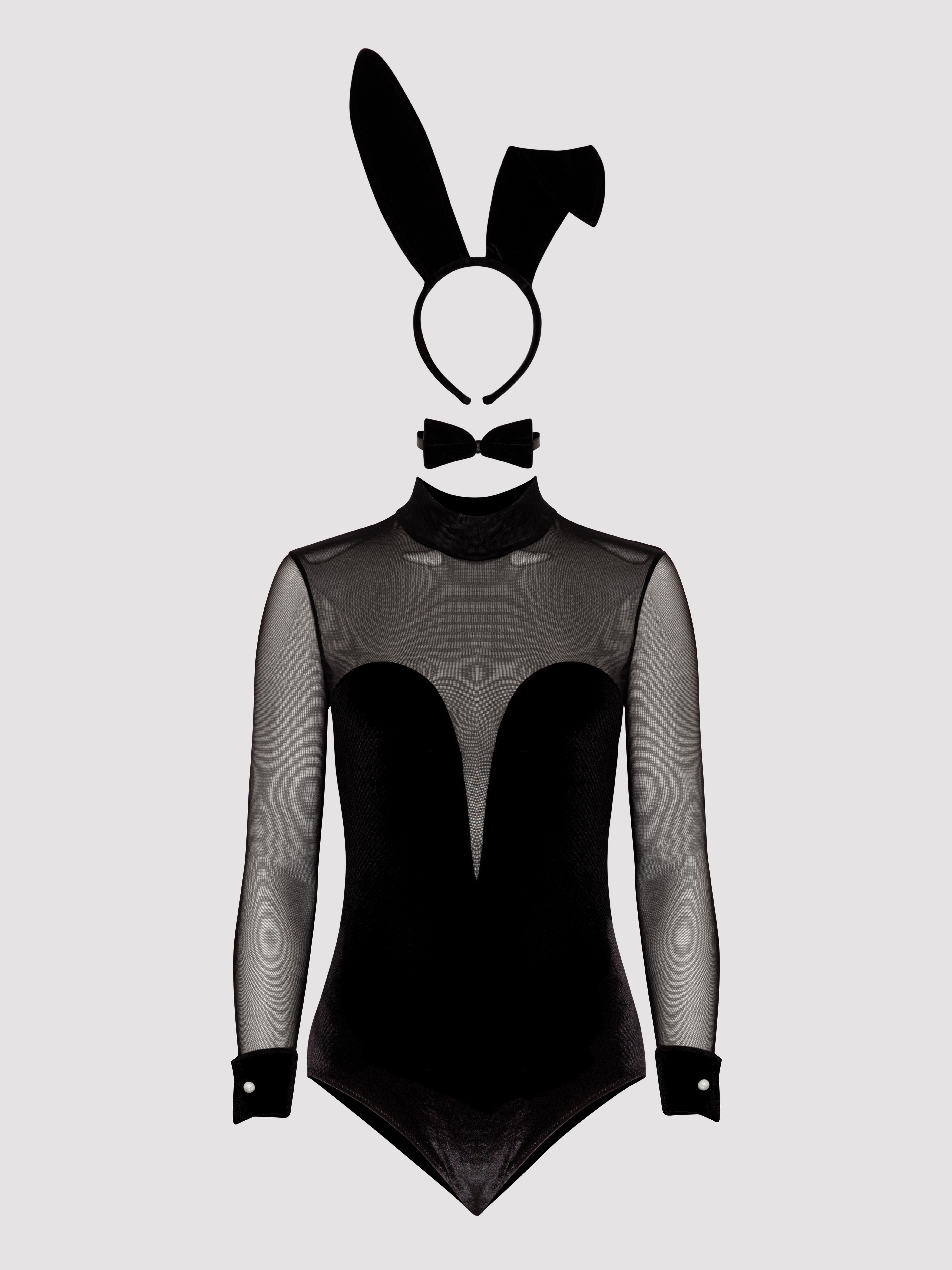 Lovehoney Fantasy Chic-Bunny Costume, Black, hi-res