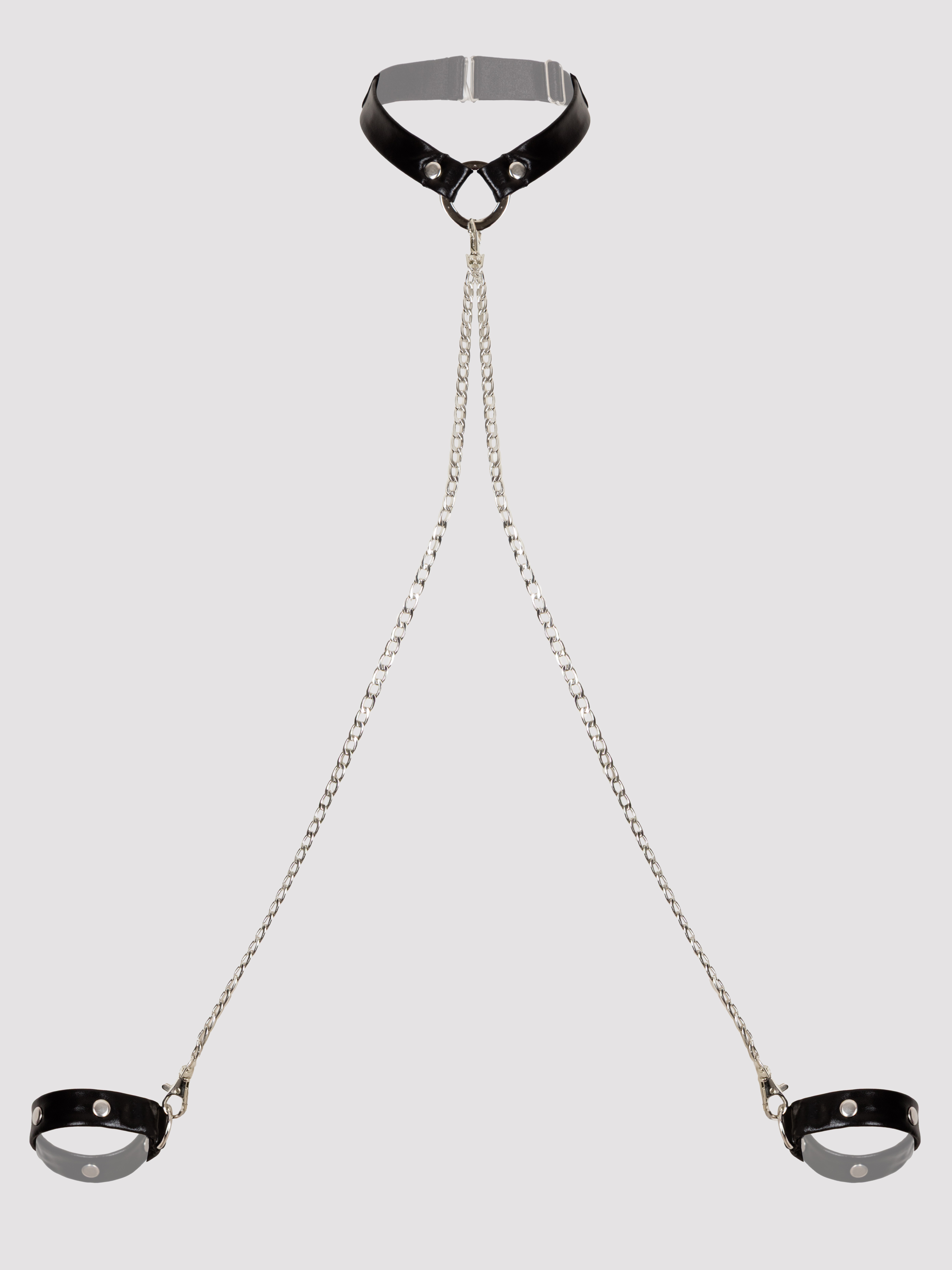 Lovehoney Fierce Wet Look Studded Collar & Cuff Set, Black, hi-res