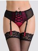 Lovehoney Boudoir Belle Cherry High-Waisted Brazilian Suspender Knickers, Black, hi-res