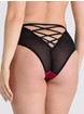 Lovehoney Boudoir Belle Cherry High-Waisted Brazilian Suspender Knickers, Black, hi-res