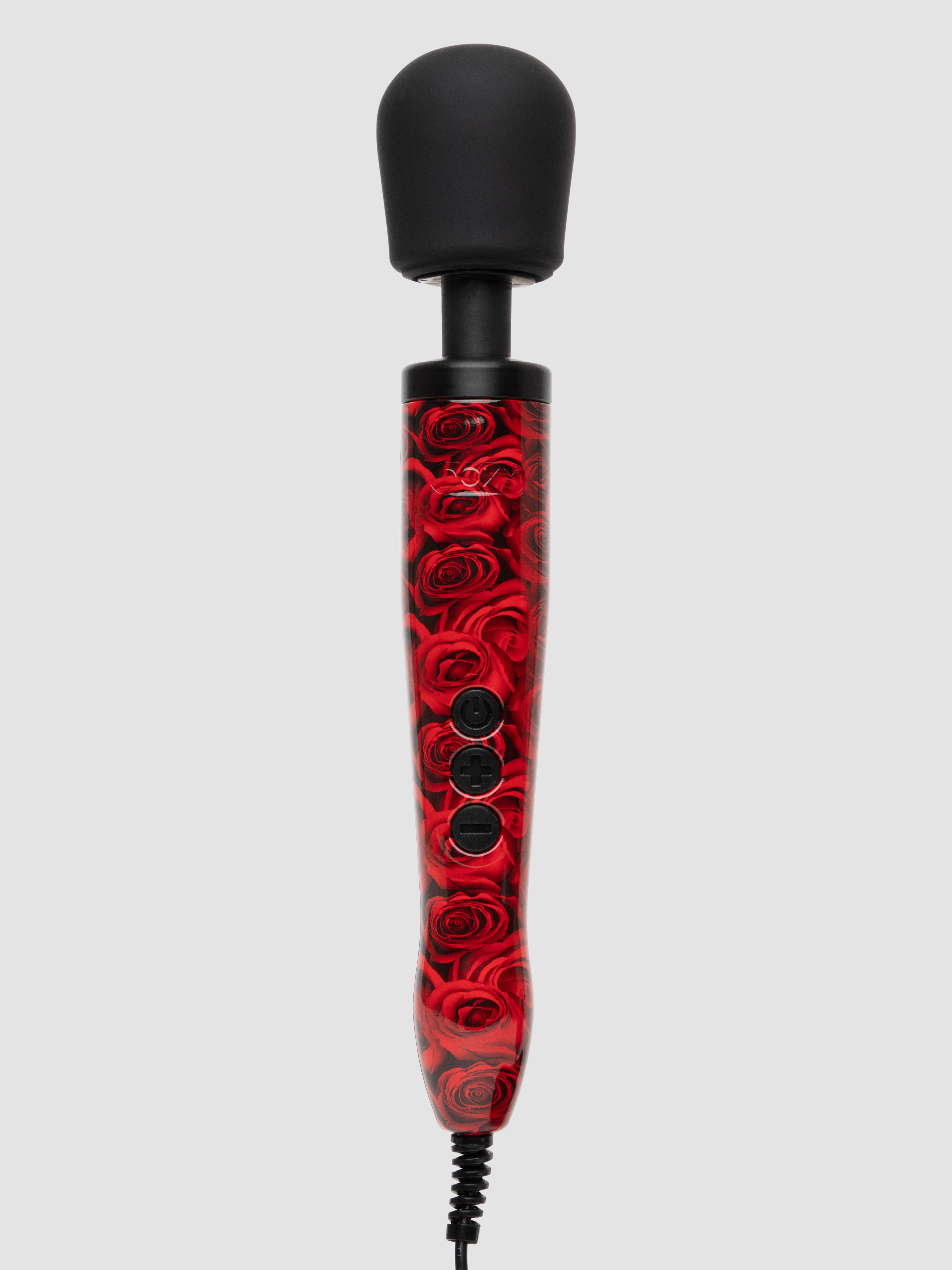 Doxy Original Rose-Patterned Mains-Powered Silicone Wand Massager - Red
