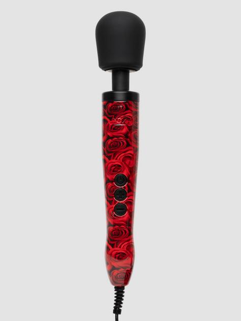 Doxy Original Rose-Patterned Mains-Powered Silicone Wand Massager, Red, hi-res