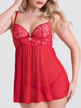 Lovehoney Parisienne Charm Red Lace Babydoll Set