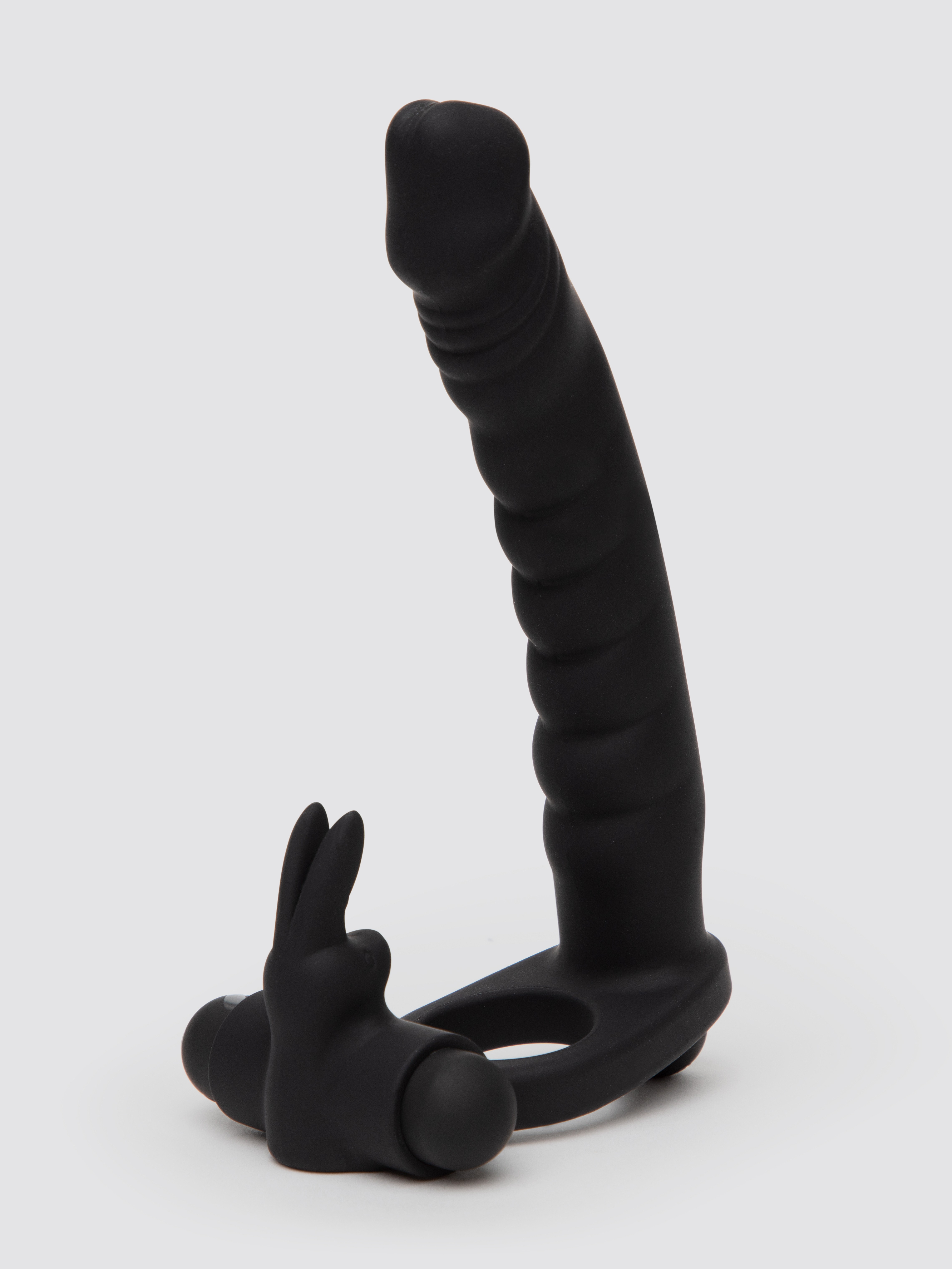 Lovehoney Double Buzz Vibrating Rabbit Double Penetration Strap-On, Black, hi-res