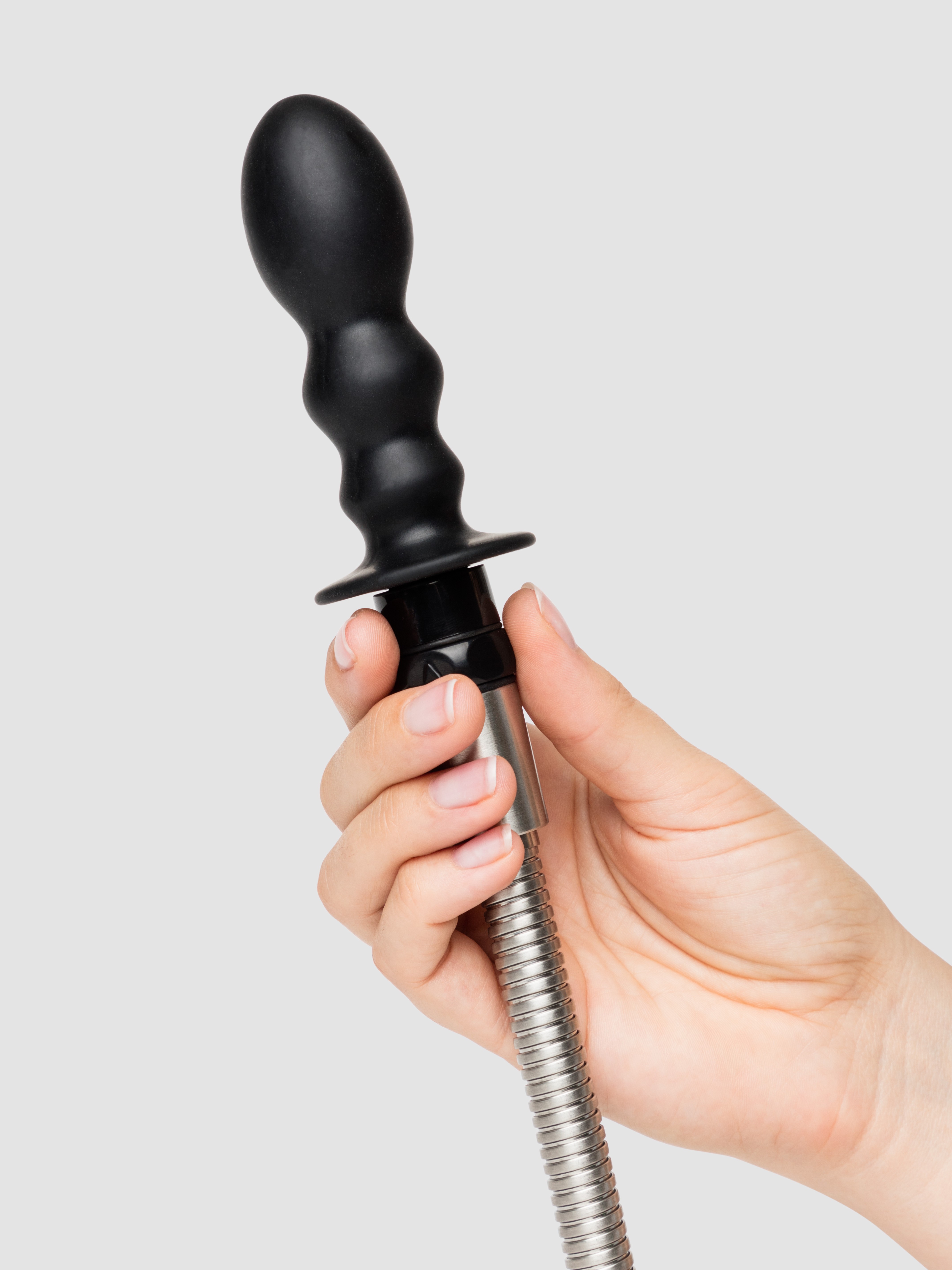 Hydro Series Silicone Shower Spraying Anal Douche Set, Black, hi-res