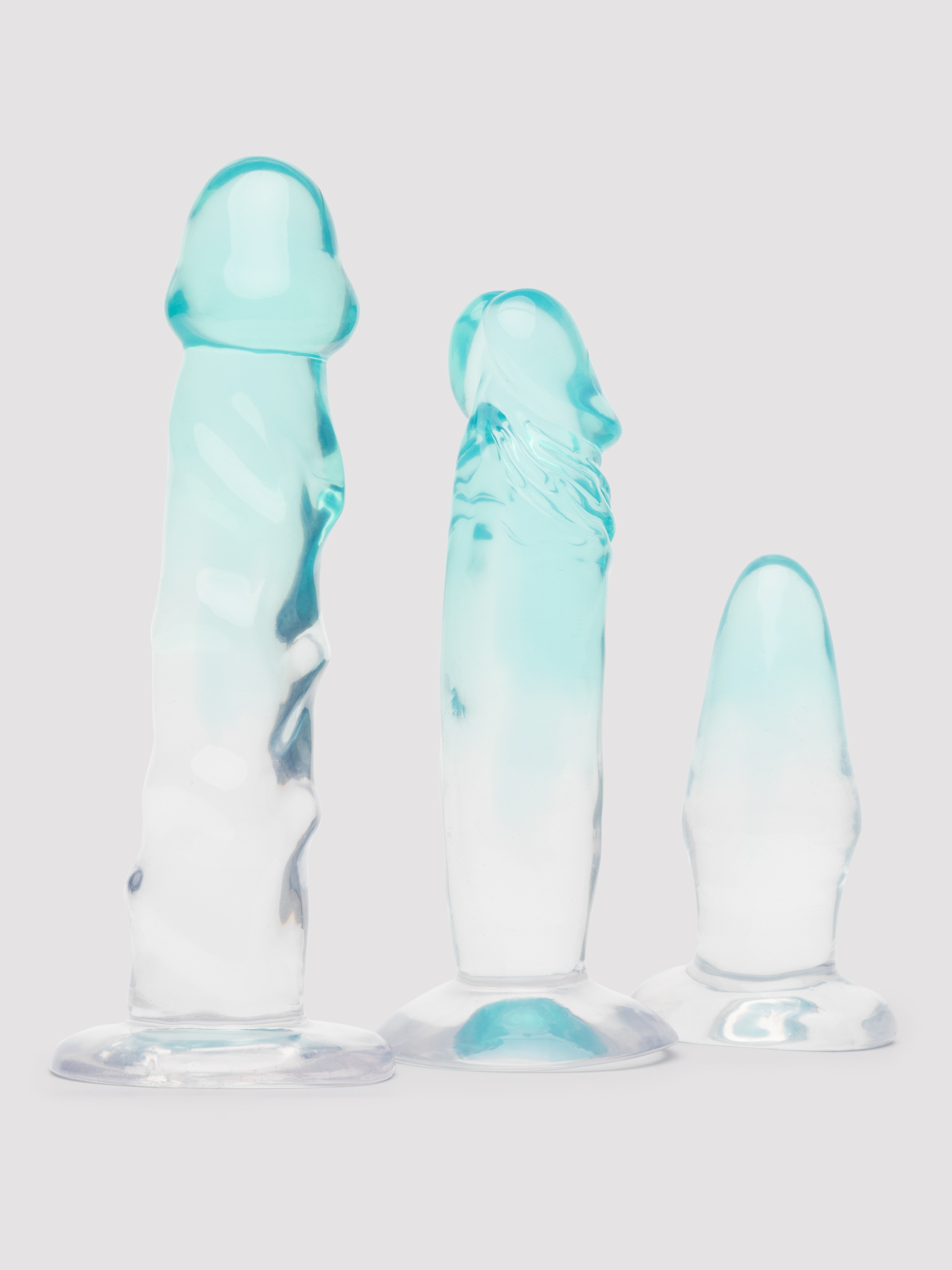 Image of Jelly Ombre Suction Cup Anal Training Set (3 Piece) - Blue