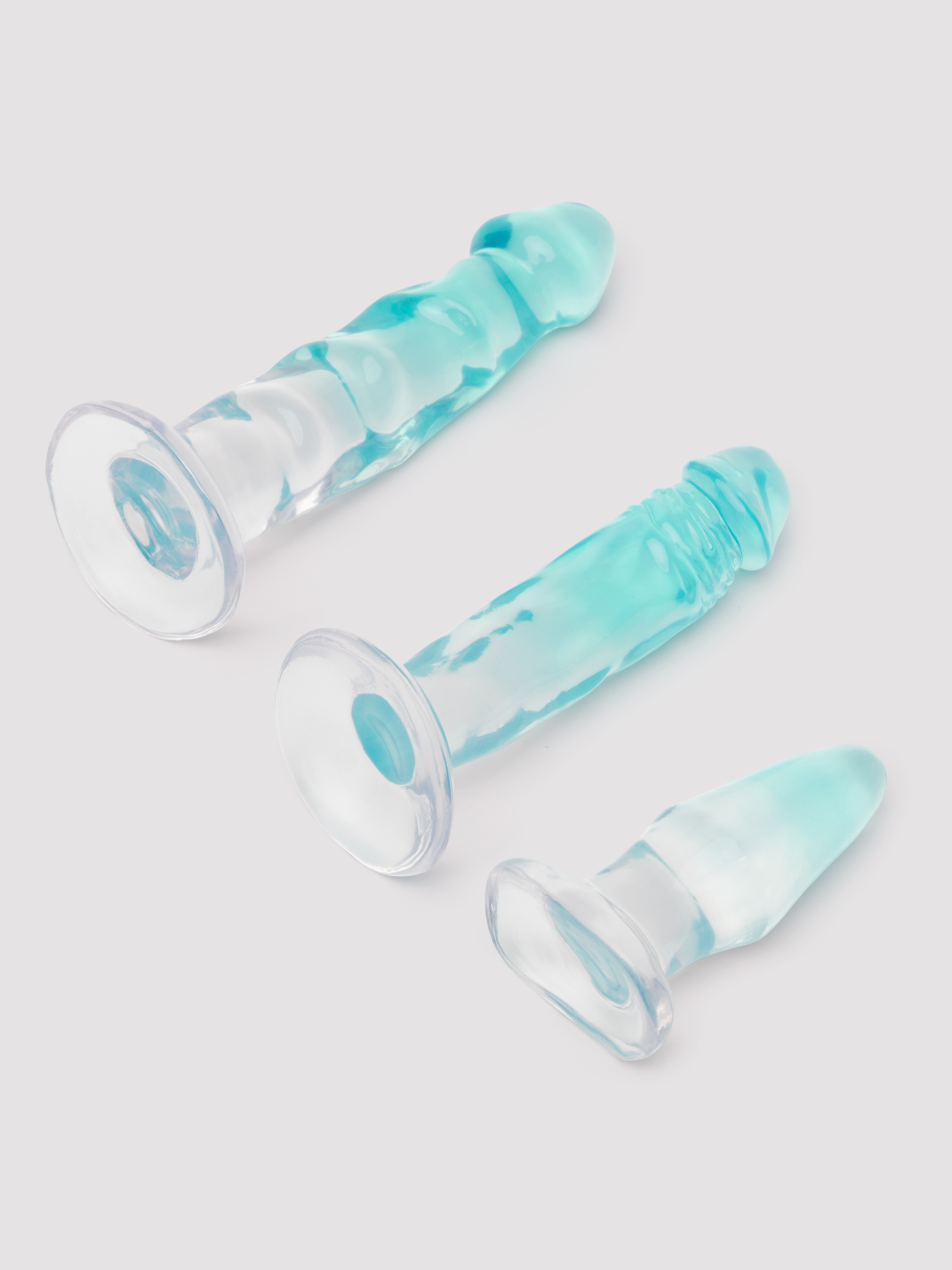 Jelly Ombre Suction Cup Anal Training Set (3 Piece), Blue, hi-res