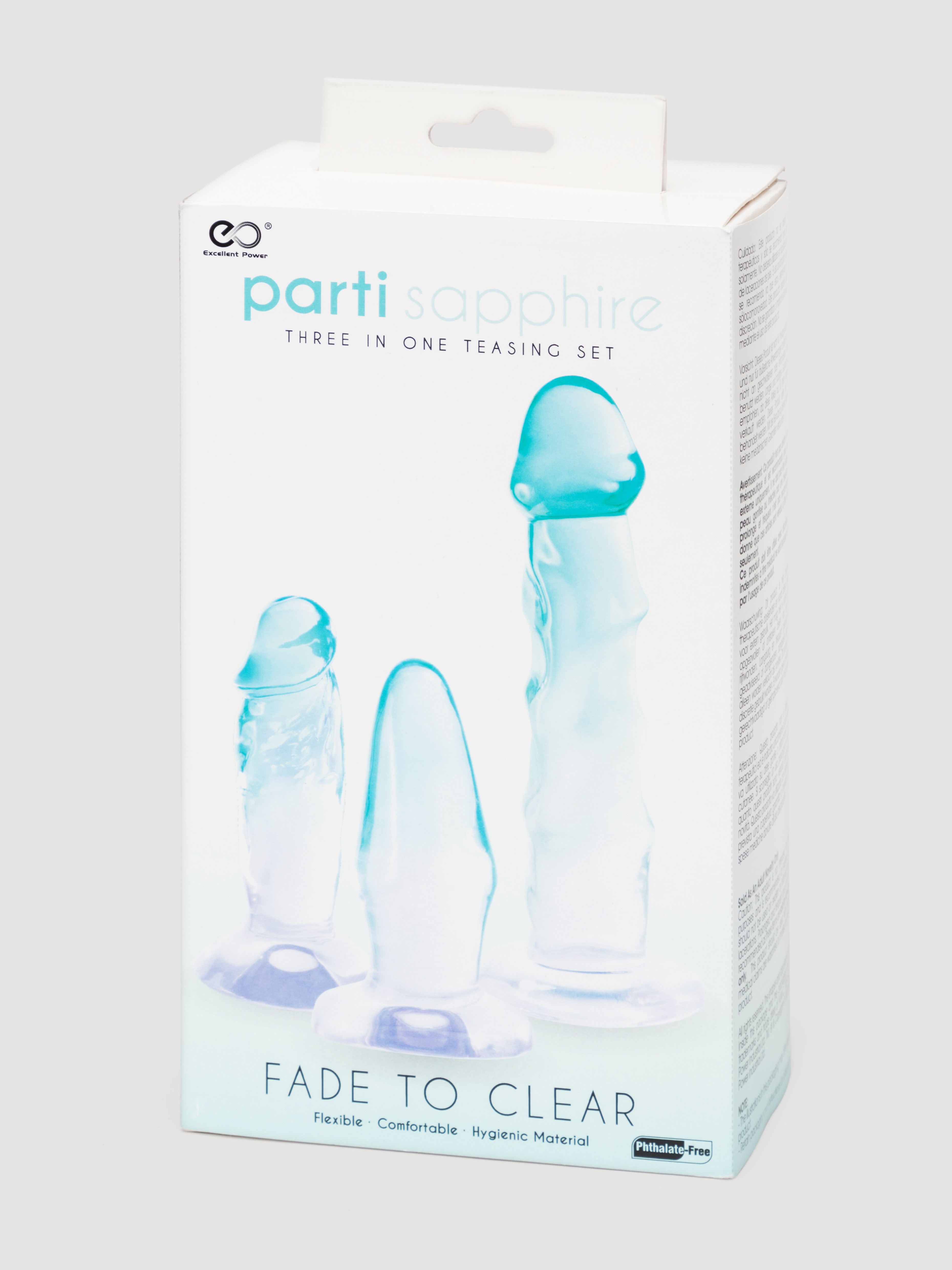 Jelly Ombre Suction Cup Anal Training Set (3 Piece), Blue, hi-res