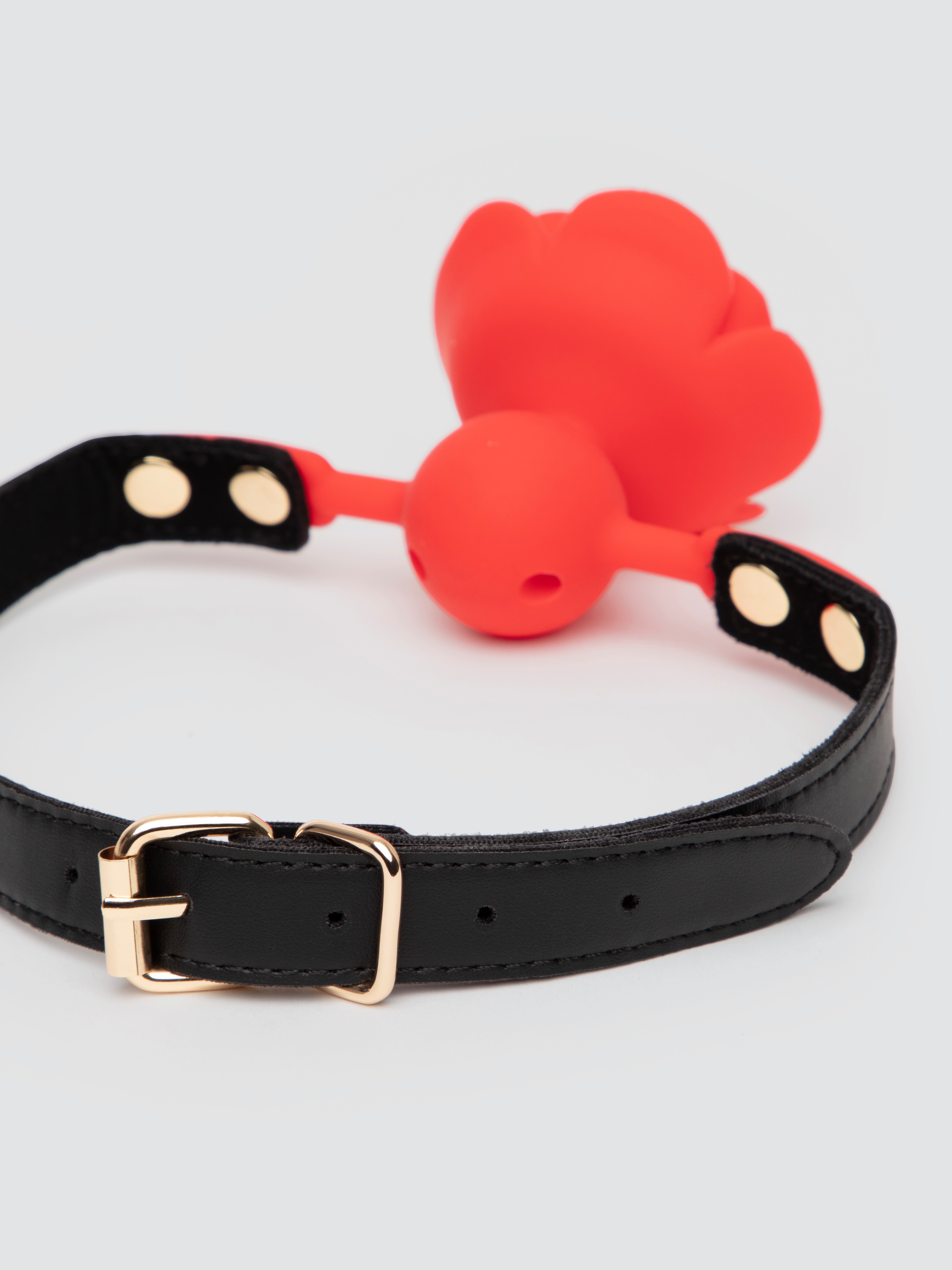 Lovehoney Wild Bloom Silicone Rose Ball Gag, Black, hi-res