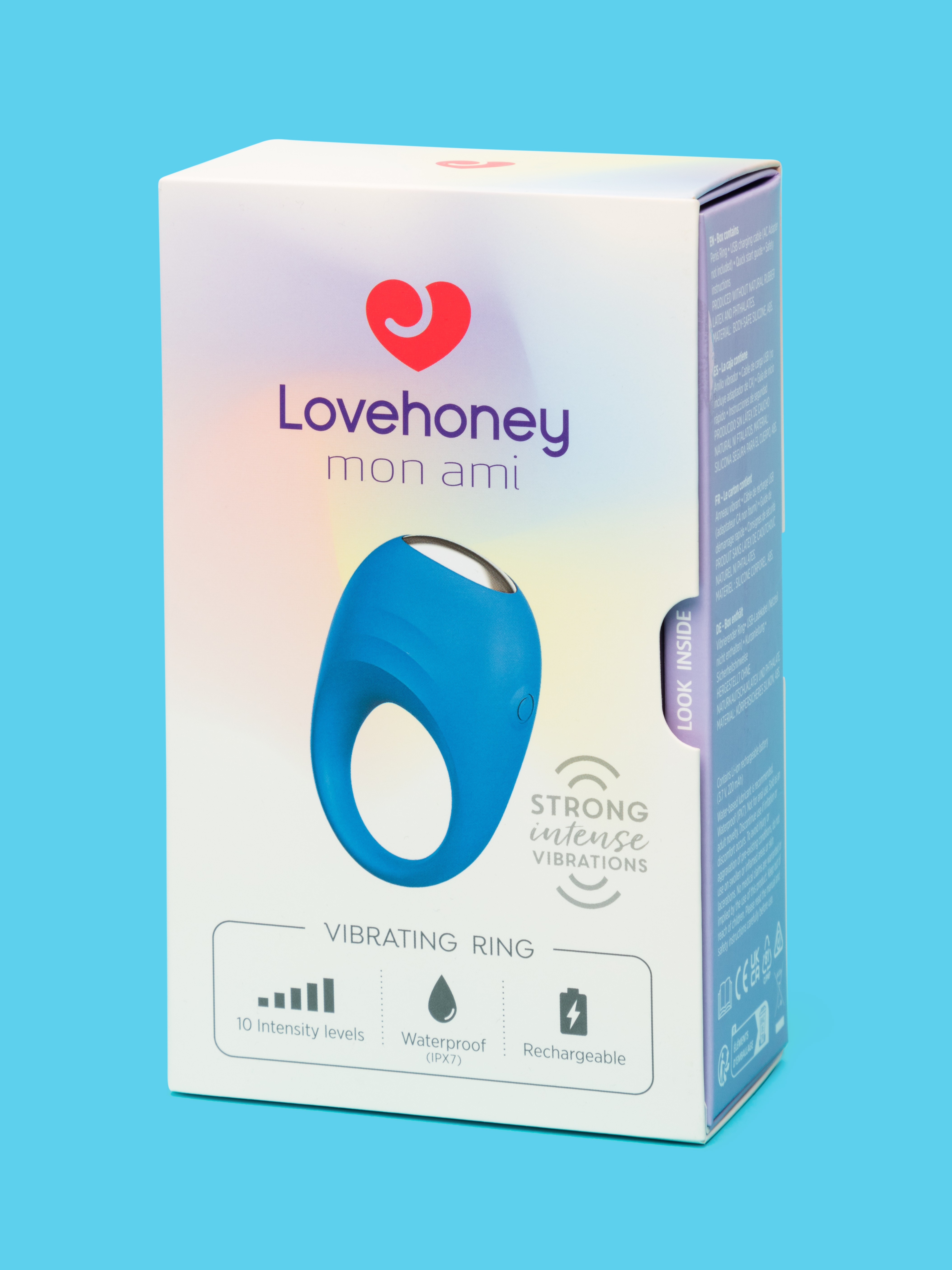 Lovehoney mon ami Silicone Vibrating Love Ring, Blue, hi-res