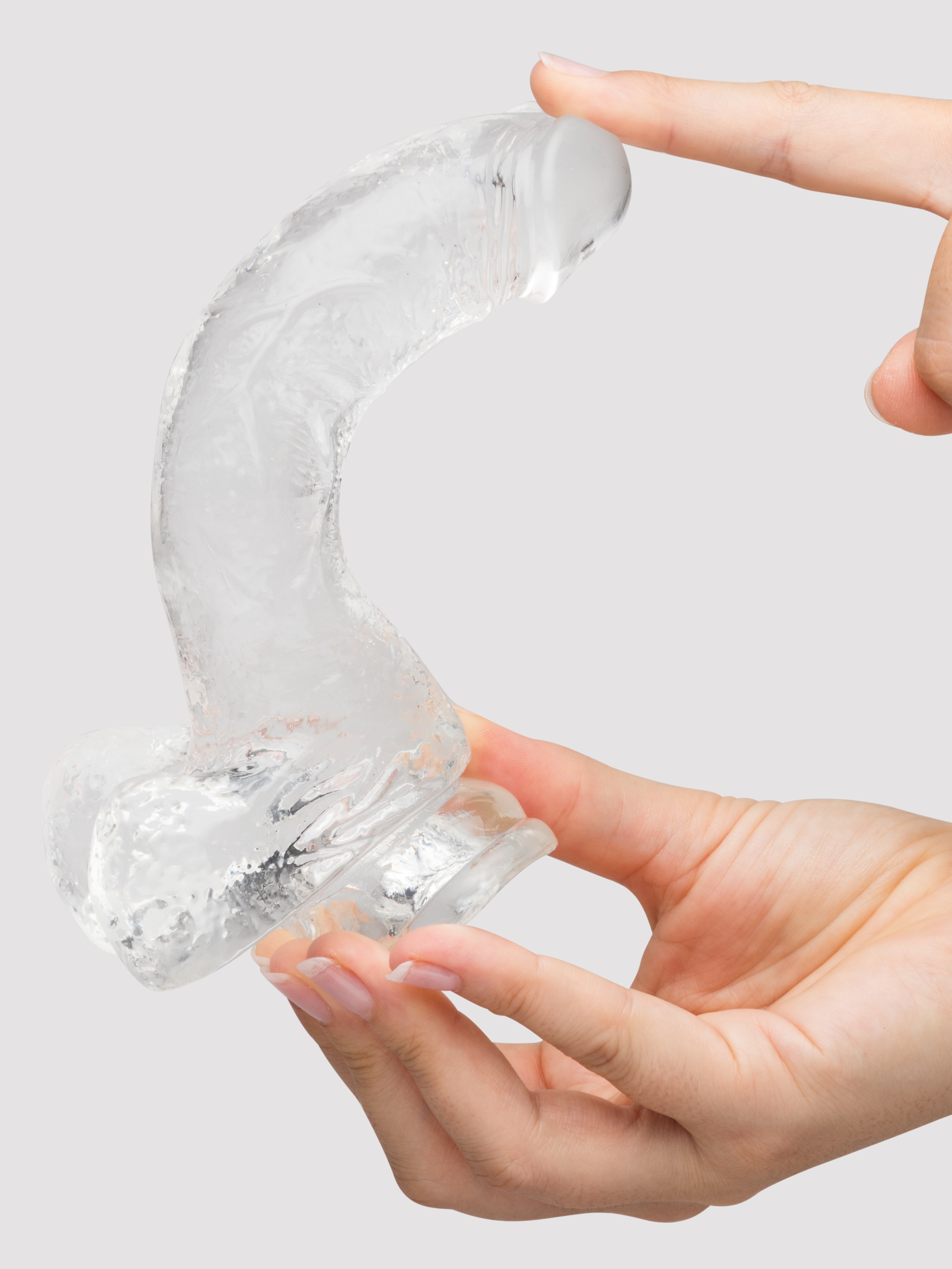 Lovehoney Enjoy Clear Dildo with Balls 7 Inch, Clear, hi-res