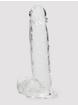Lovehoney Enjoy Clear Dildo with Balls 8 Inch, Clear, hi-res