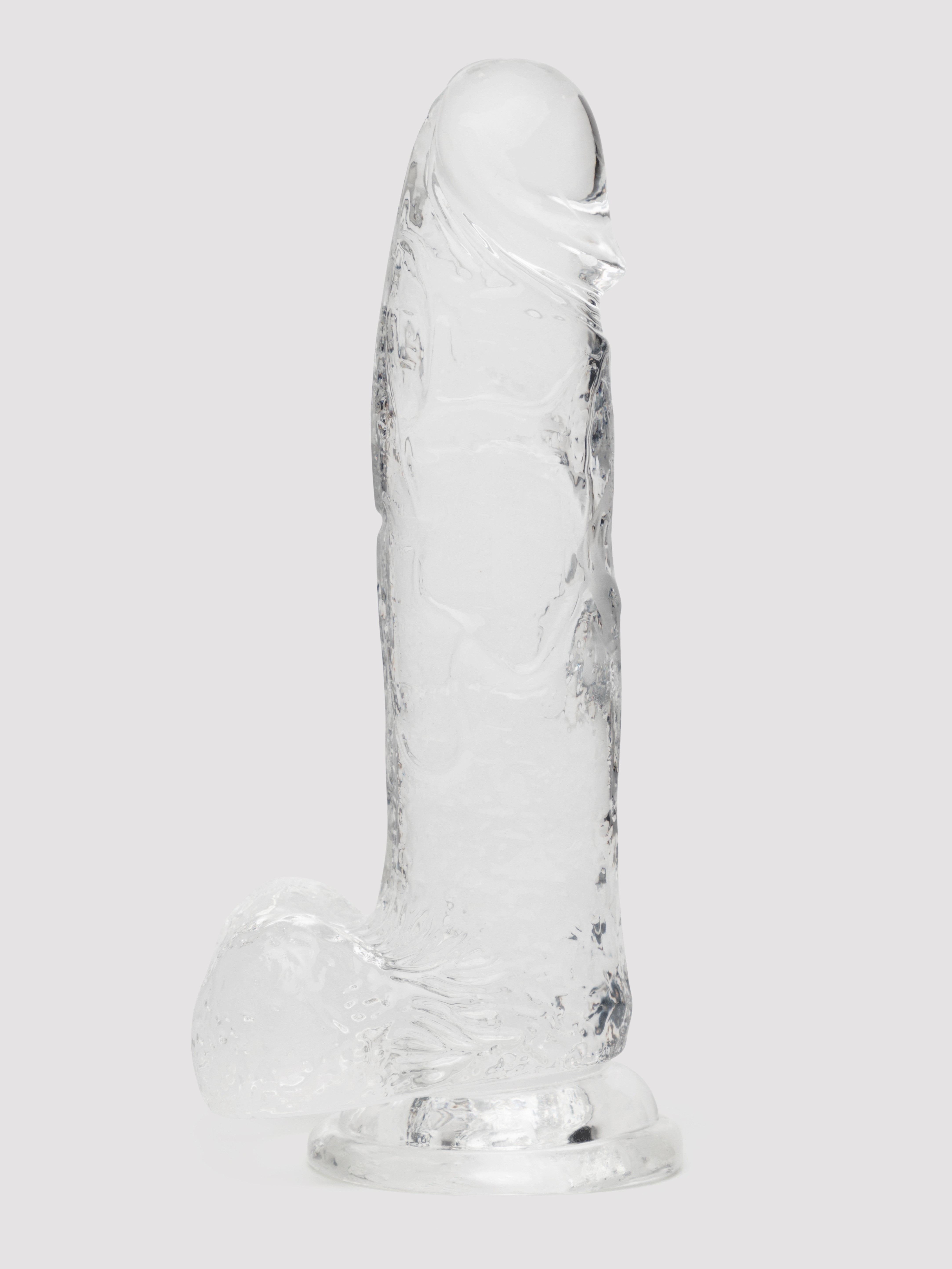 Lovehoney Enjoy Clear Dildo with Balls 8 Inch, Clear, hi-res