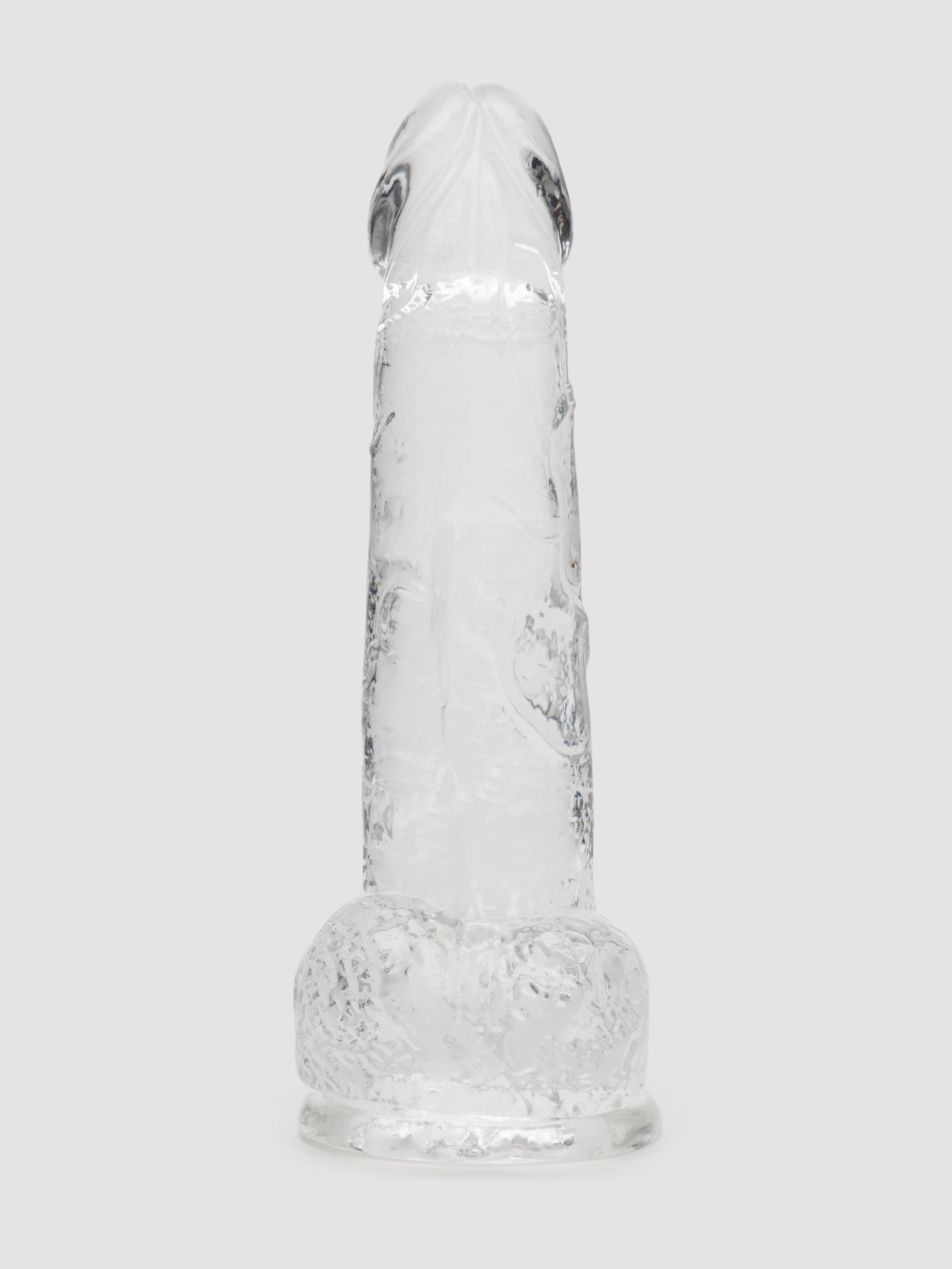 Lovehoney Enjoy Clear Dildo with Balls 8 Inch, Clear, hi-res