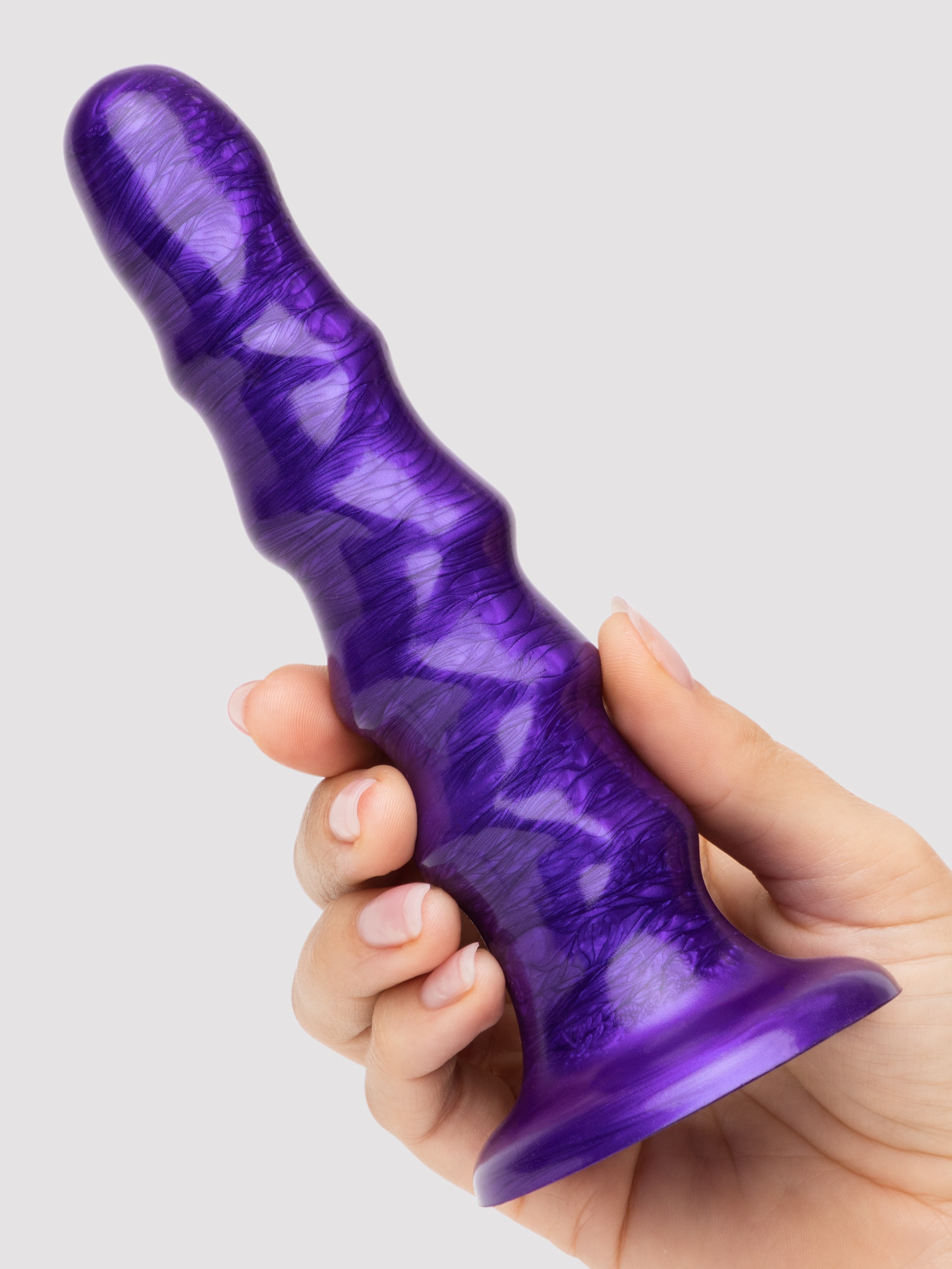 Lovehoney New Wave Metallic Wavy Textured Dildo 6.5 Inch, Purple, hi-res