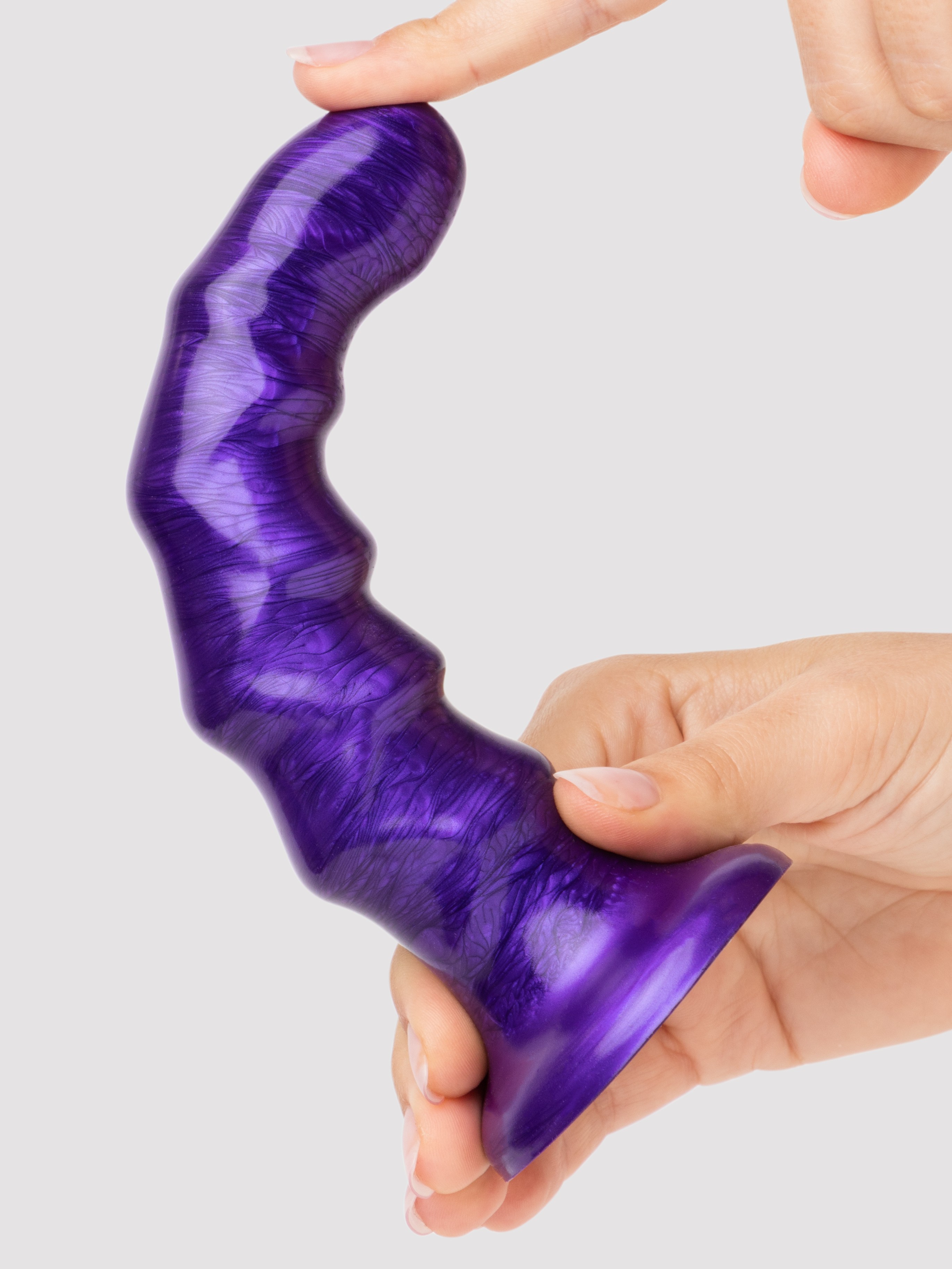 Lovehoney New Wave Metallic Wavy Textured Dildo 6.5 Inch, Purple, hi-res