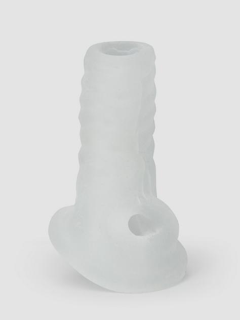 Perfect Fit 4 Inch Open Ended Penis Sleeve With Ball Loop, Clear, hi-res