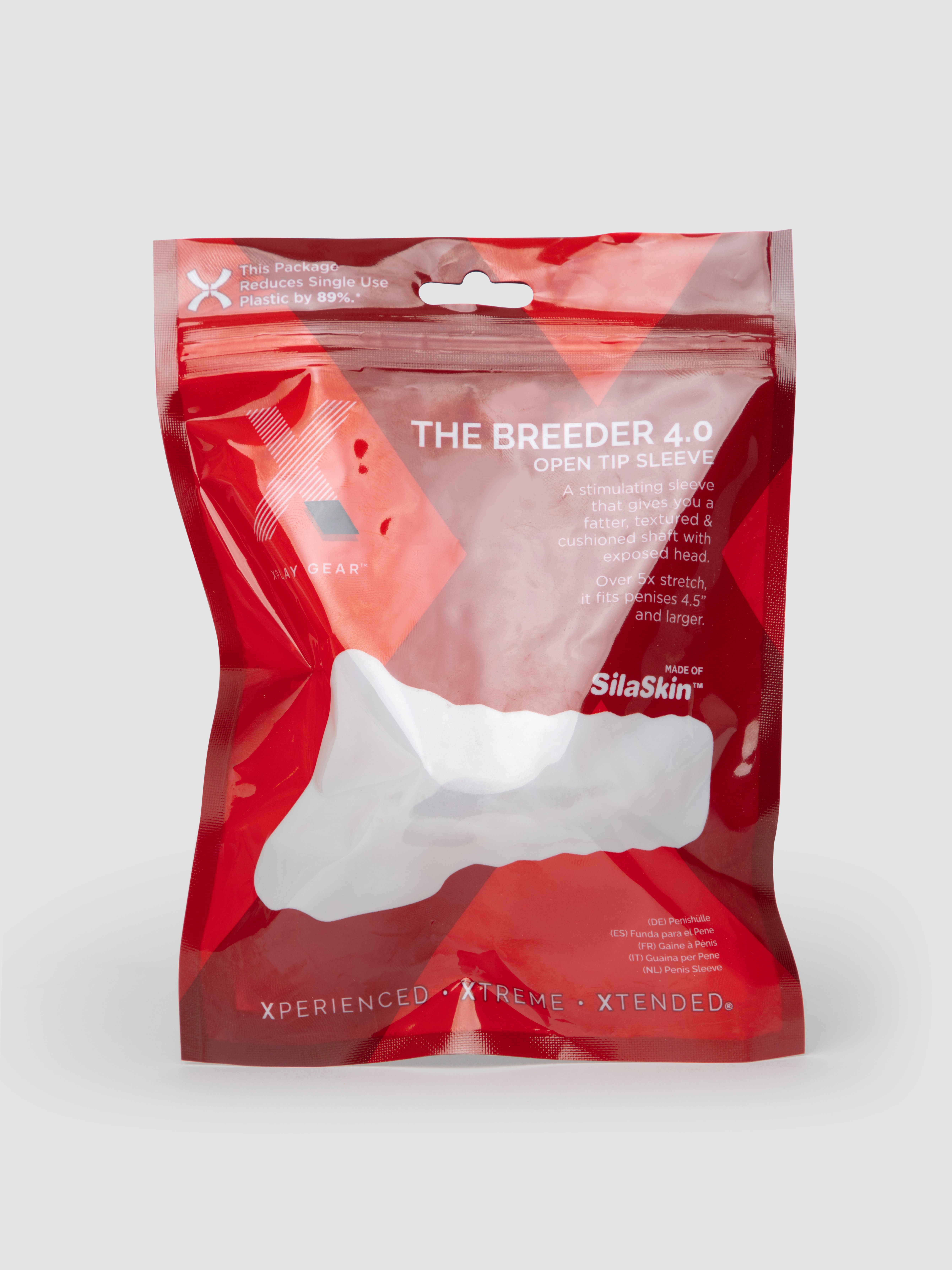 Perfect Fit 4 Inch Open Ended Penis Sleeve With Ball Loop, Clear, hi-res