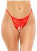 Fantasy Lingerie Bottoms Up Red Lace Pearl Crotchless G String, Red, hi-res