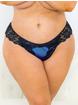 Escante Blue Satin and Lace Crotchless Knicker, Blue, hi-res