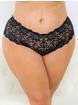 Escante Satin and Black Floral Lace Crotchless High-Waisted Knickers, Black, hi-res