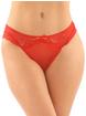 Fantasy Lingerie Bottoms Up Red Lace and Mesh Crotchless Panties, Red, hi-res