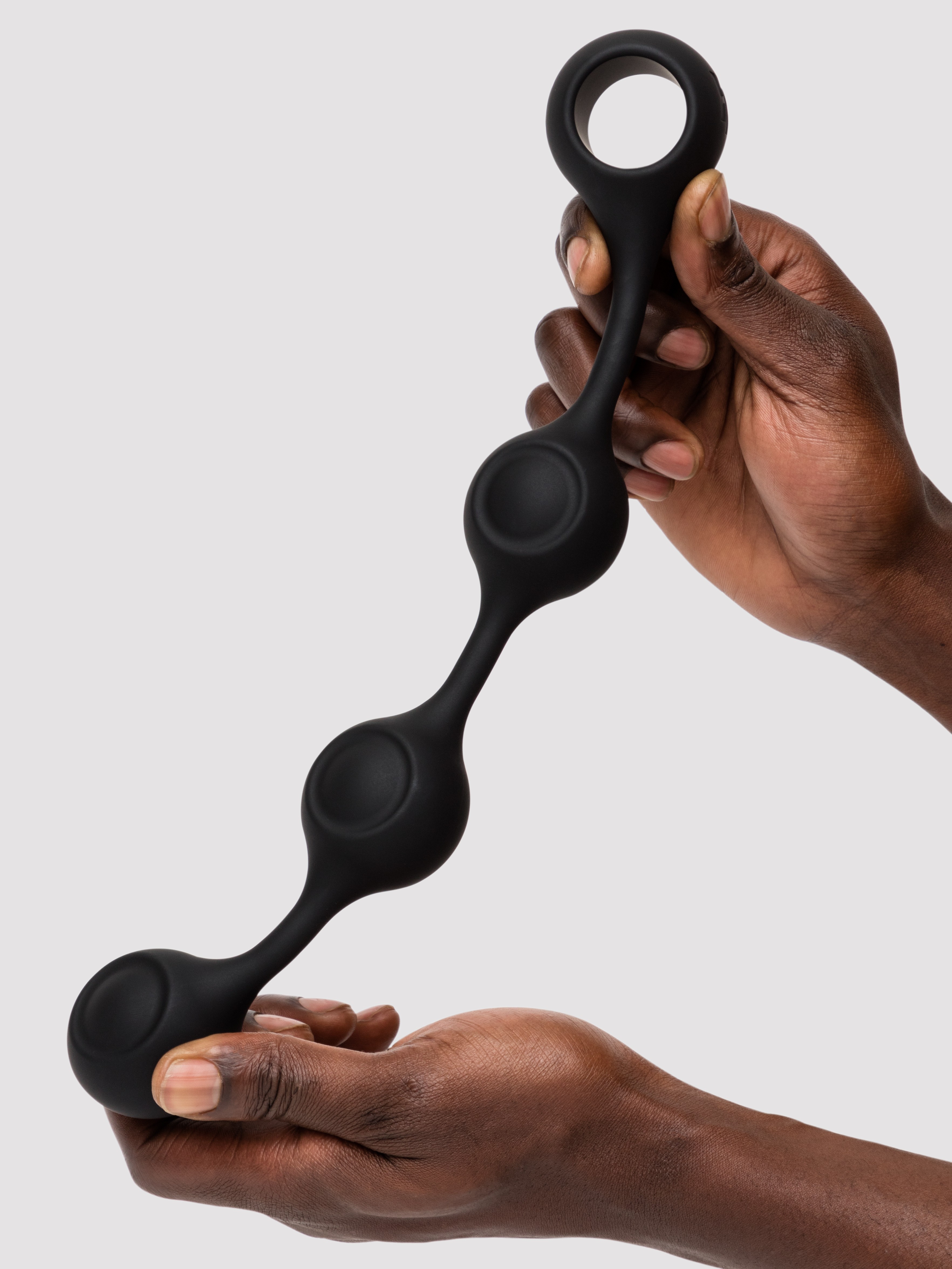 Doc Johnson Oversized Weighted Silicone Anal Beads, Black, hi-res