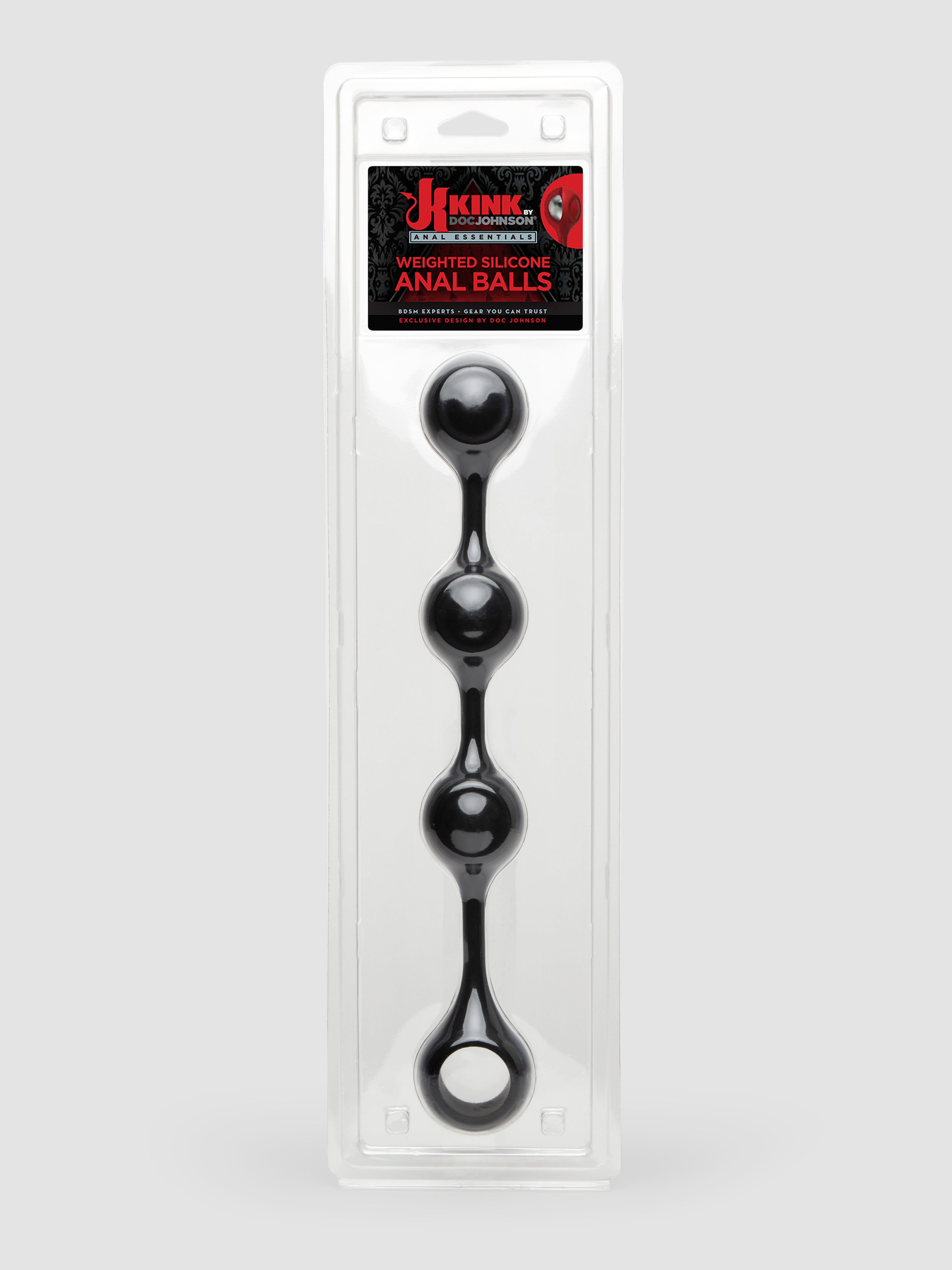 Doc Johnson Oversized Weighted Silicone Anal Beads, Black, hi-res