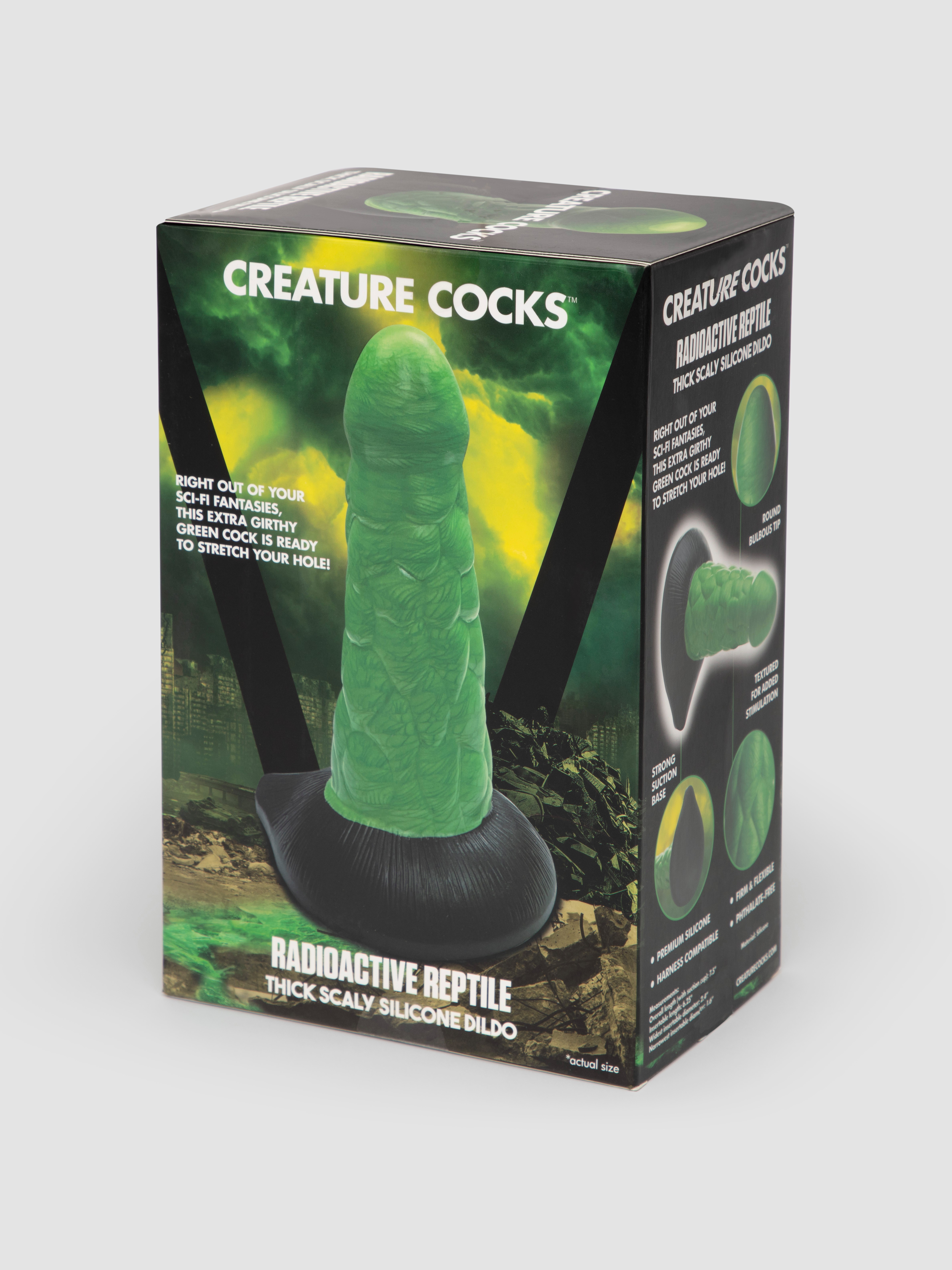 Fantasy Reptile Girthy Silicone Dragon Dildo 6.5 Inch, Green, hi-res