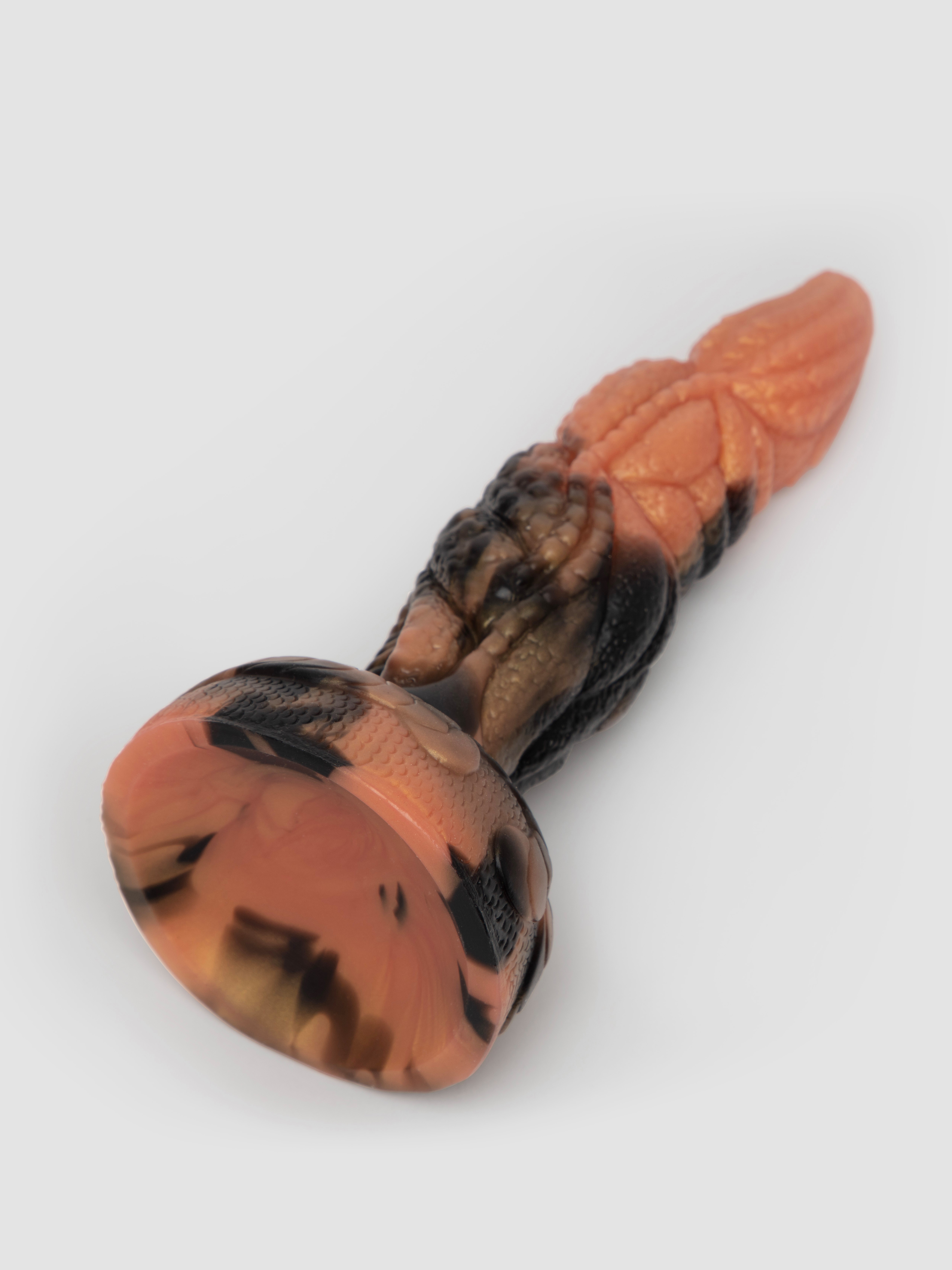 Fantasy Rippled Dragon Tentacle Silicone Dildo 6.5 Inch, Brown, hi-res