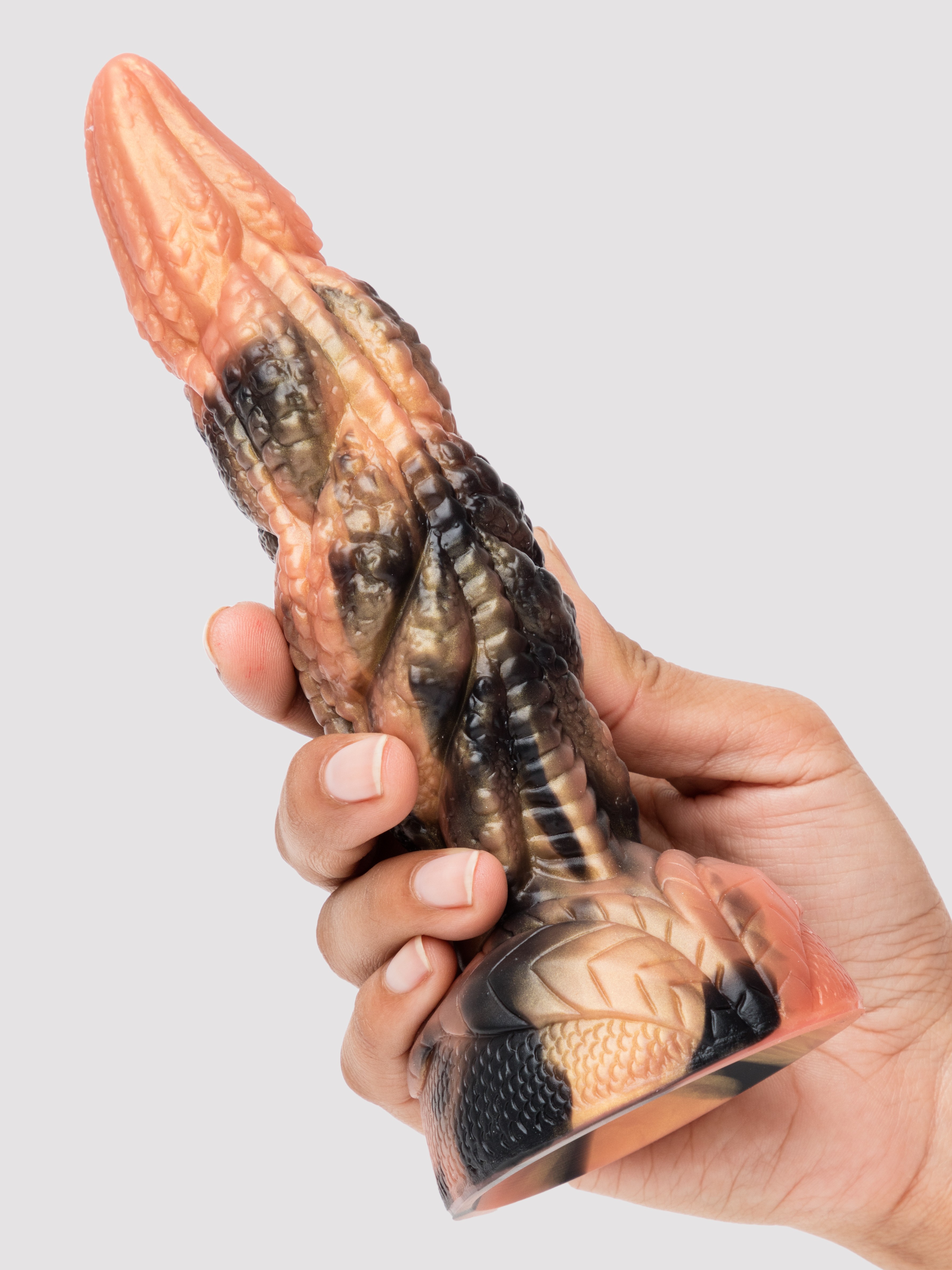 Fantasy Rippled Dragon Tentacle Silicone Dildo 6.5 Inch, Brown, hi-res