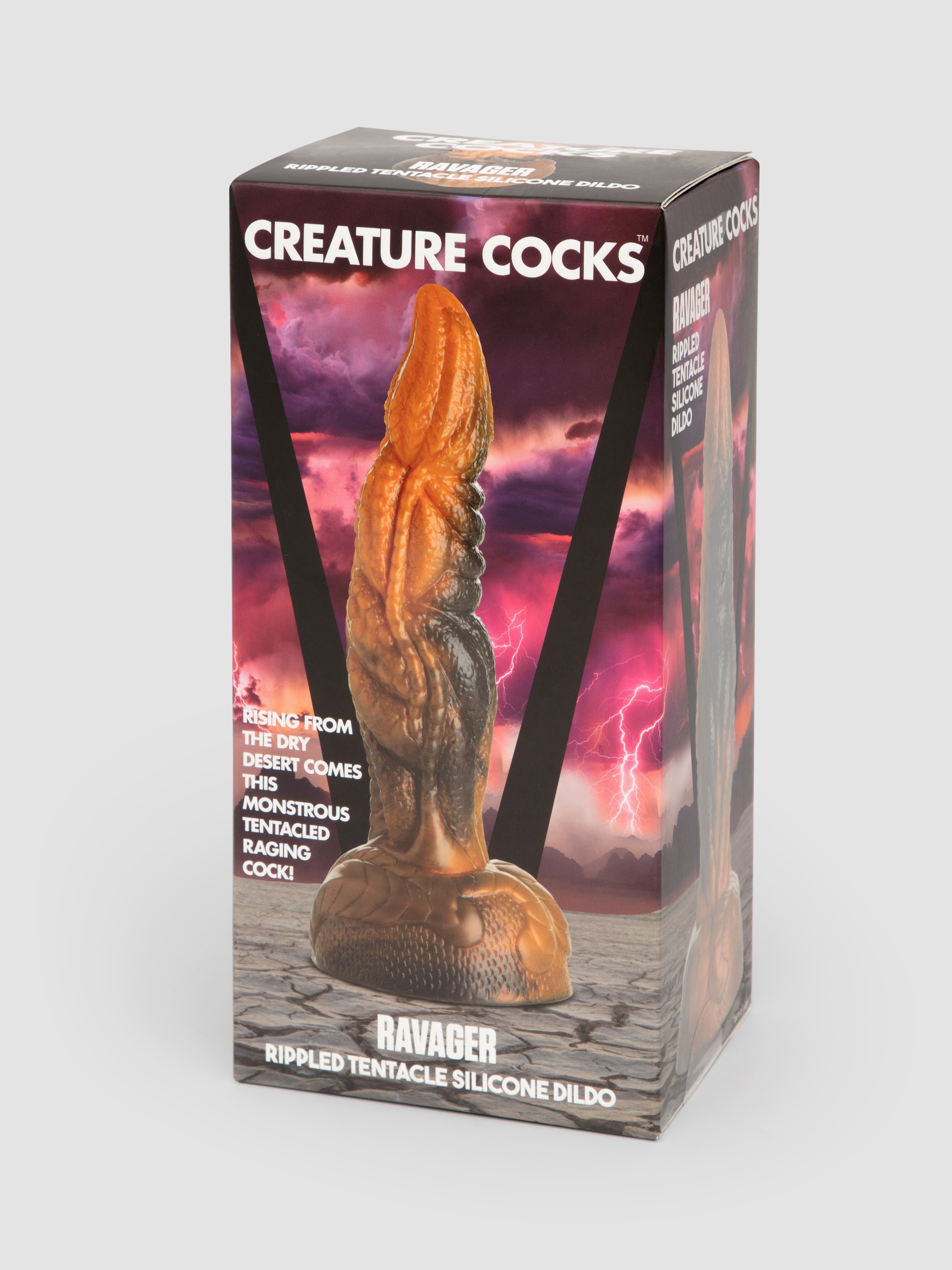 Fantasy Rippled Dragon Tentacle Silicone Dildo 6.5 Inch, Brown, hi-res