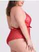 Lovehoney Barely There Sheer Crotchless Teddy, Red, hi-res