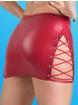 Lovehoney Fierce Leather-Look Lace-Up Red Skirt, Red, hi-res