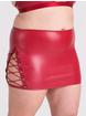 Lovehoney Fierce Leather-Look Lace-Up Red Skirt, Red, hi-res