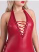 Lovehoney Fierce Leather-Look Lace-Up Catsuit, Red, hi-res
