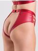 Lovehoney Fierce Leather-Look Lace-Up Open Back Crotchless Knickers, Red, hi-res