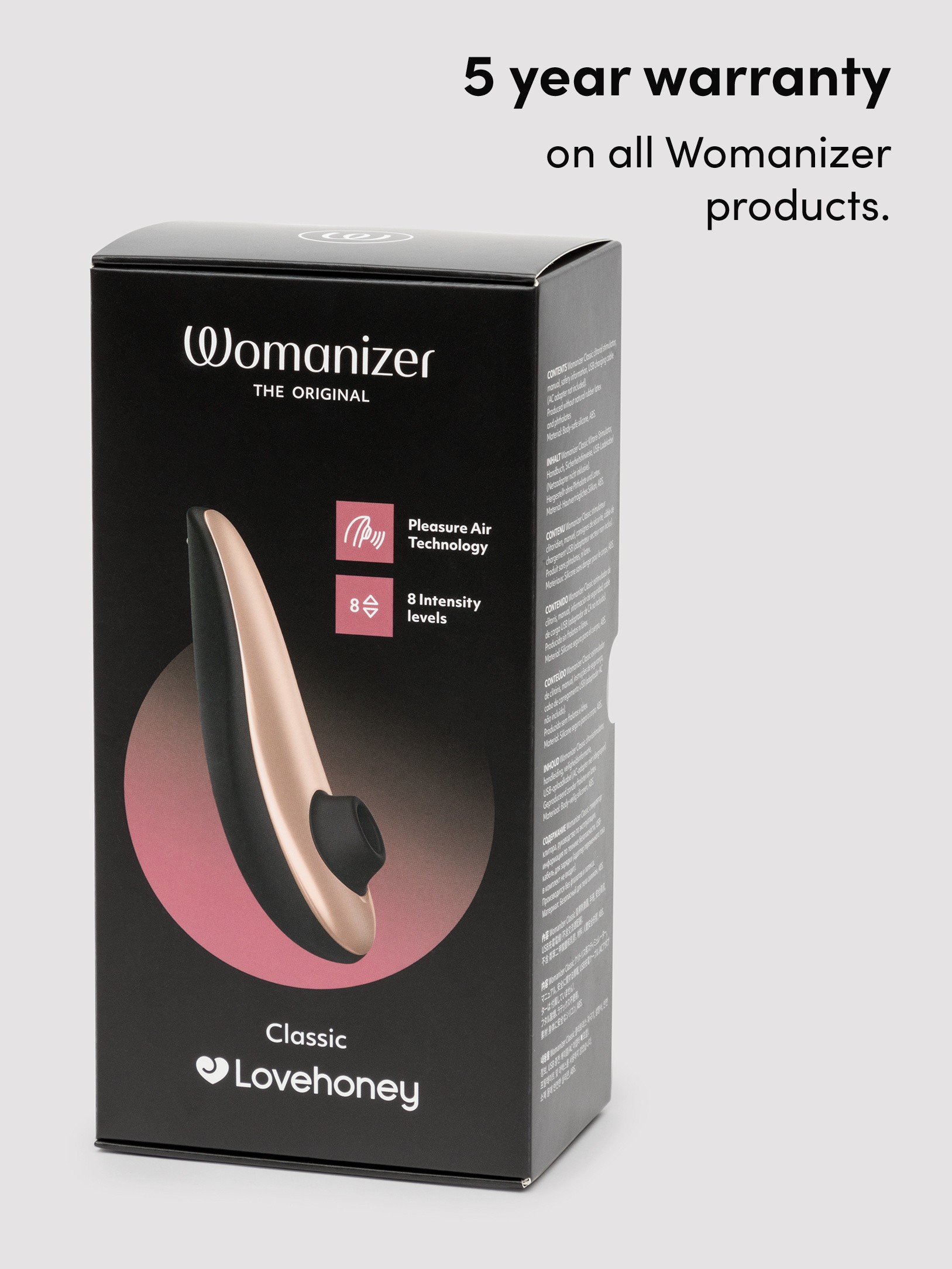 Womanizer X Lovehoney Classic Rechargeable Clitoral Stimulator, Black, hi-res