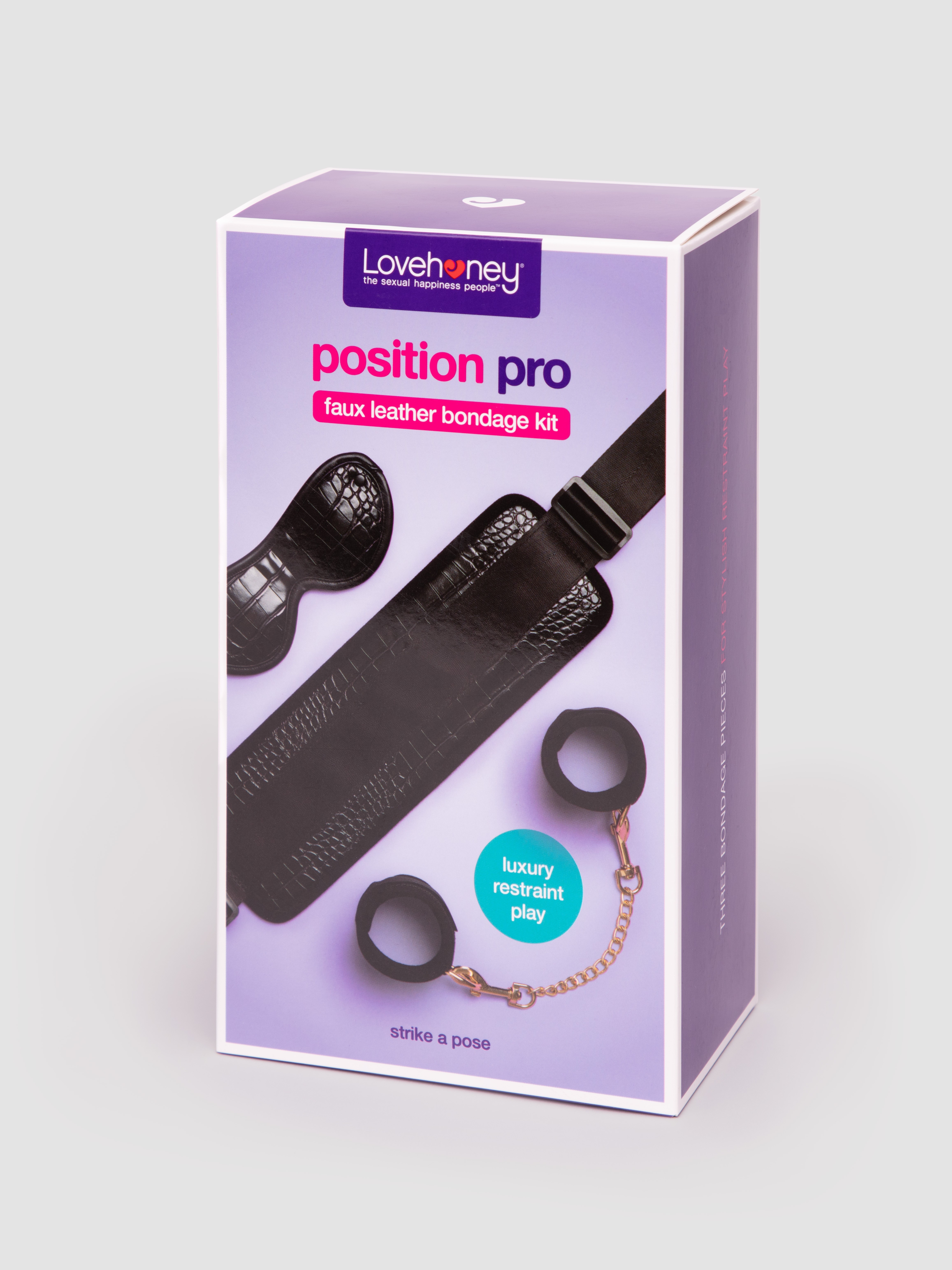 Lovehoney Position Pro Faux Leather Bondage Kit (3 Piece), Black, hi-res